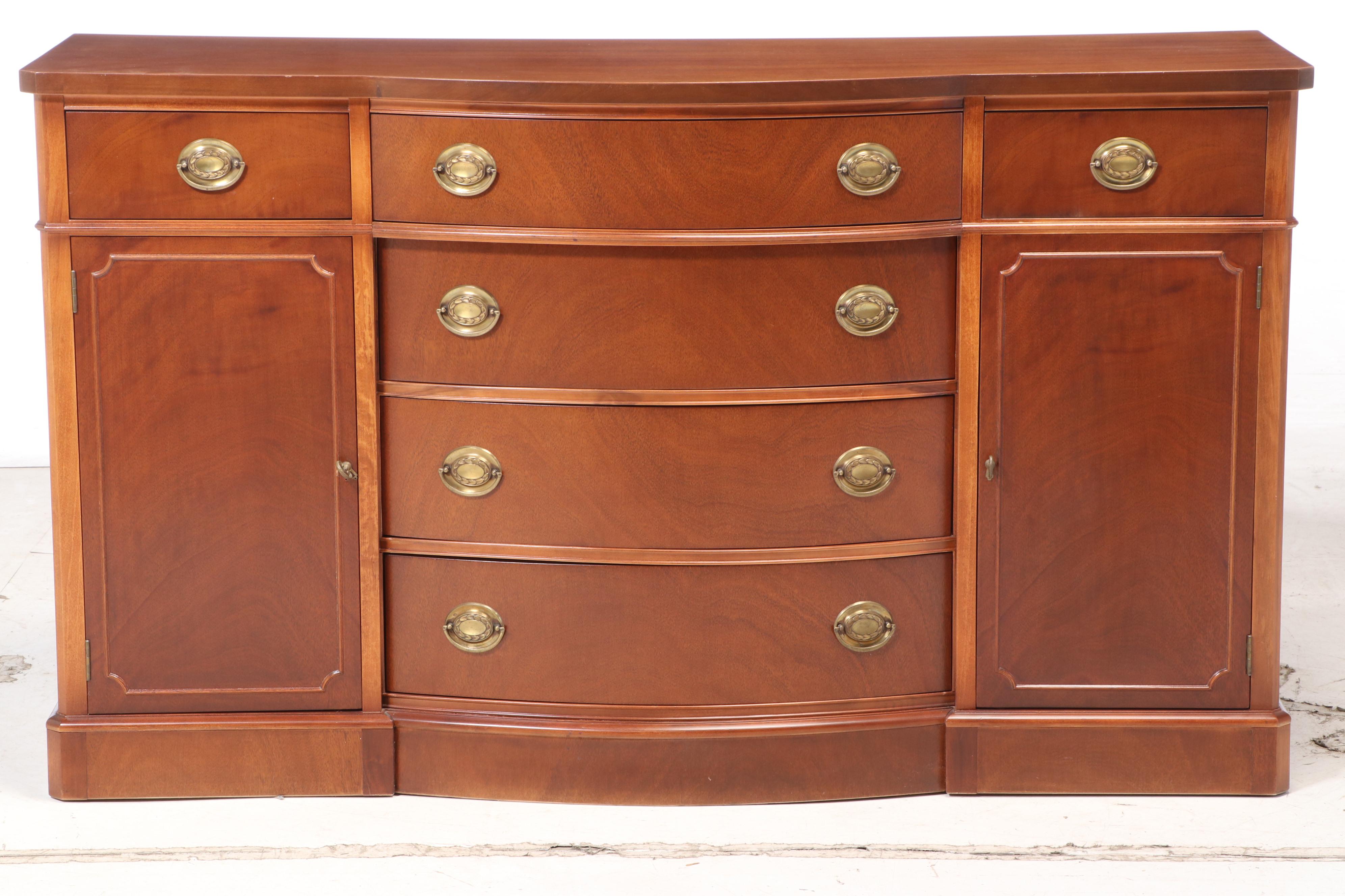 Drexel Federal Style Mahogany Bowfront Sideboard, Mid to Late 20th Century