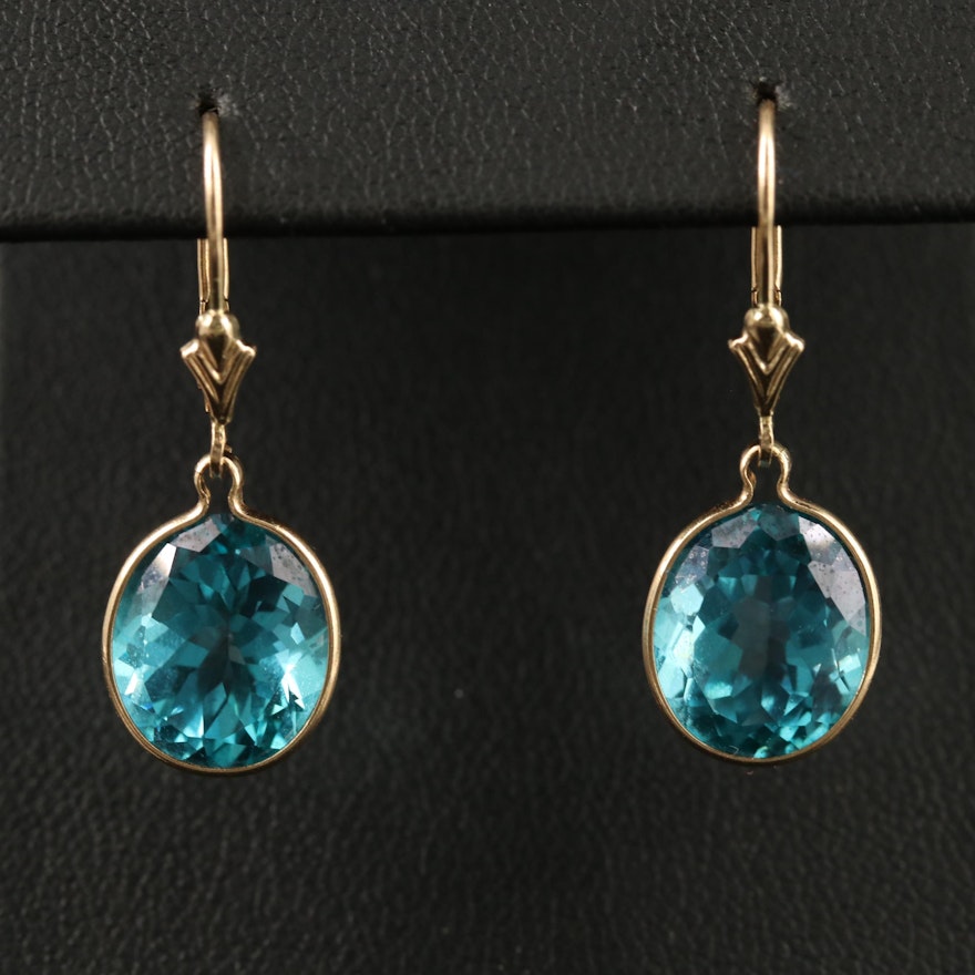 14K Topaz Dangle Earrings