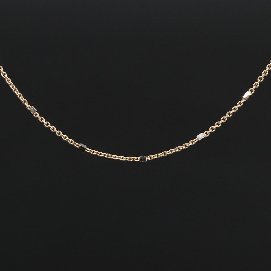 14K Cable Chain Station Necklace
