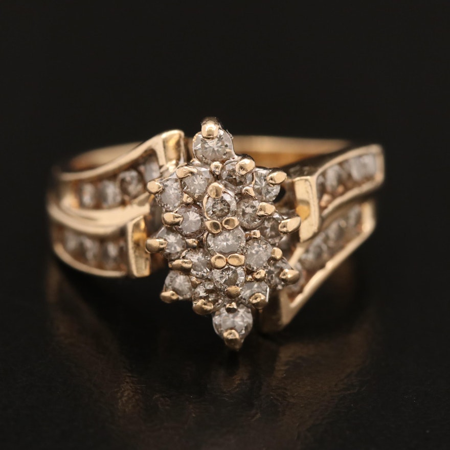 10K 1.00 CTW Diamond Cluster Ring