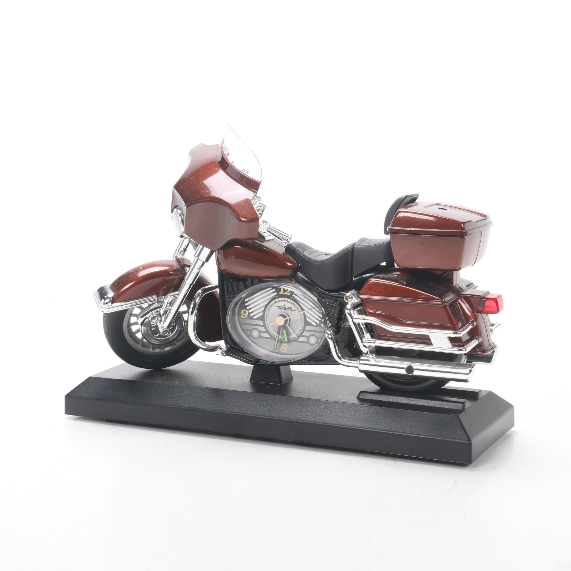 Harley-Davidson Barbie and Ken Dolls with Motorcycle Clock and Figurine