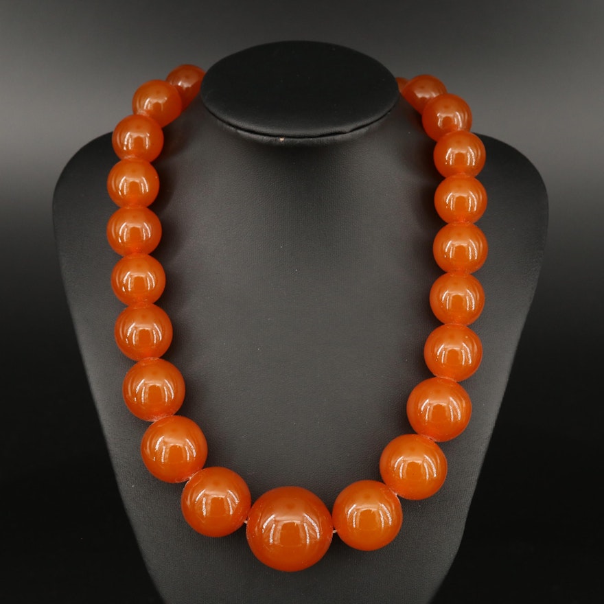 Graduated Copal Beaded Necklace