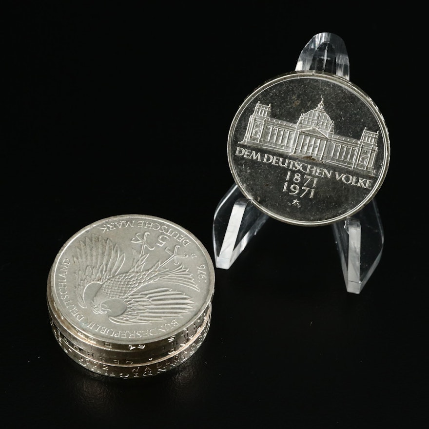 German Silver Commemorative 5 Mark Coins