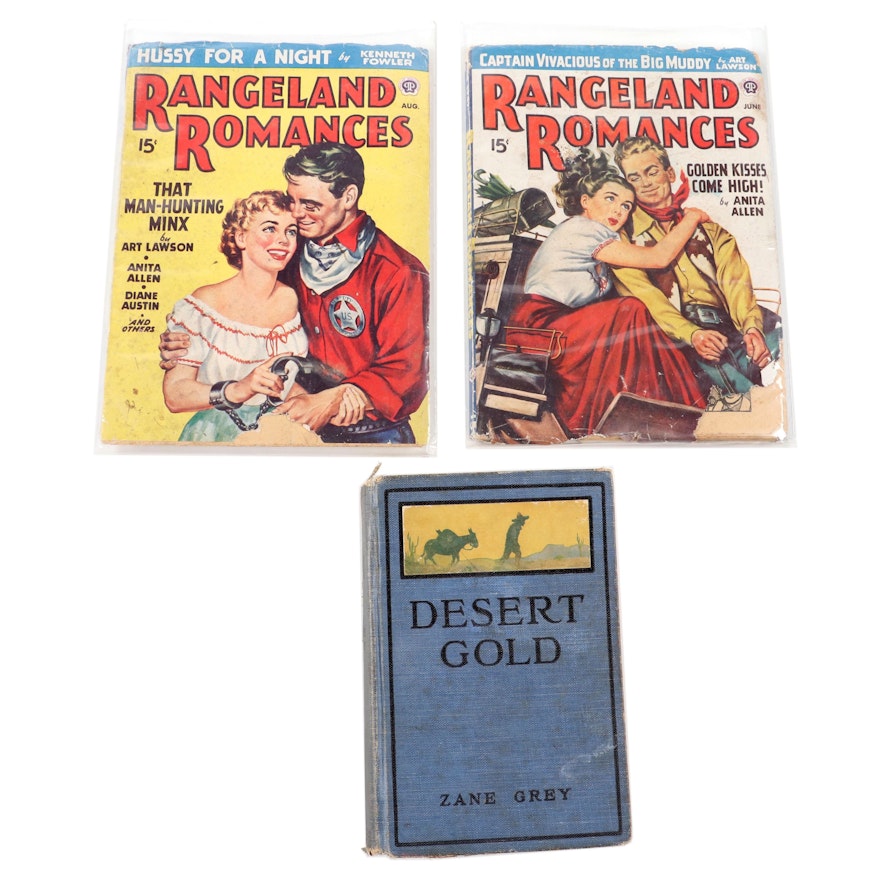 "Desert Gold" by Zane Grey with "Rangeland Romance" Magazines