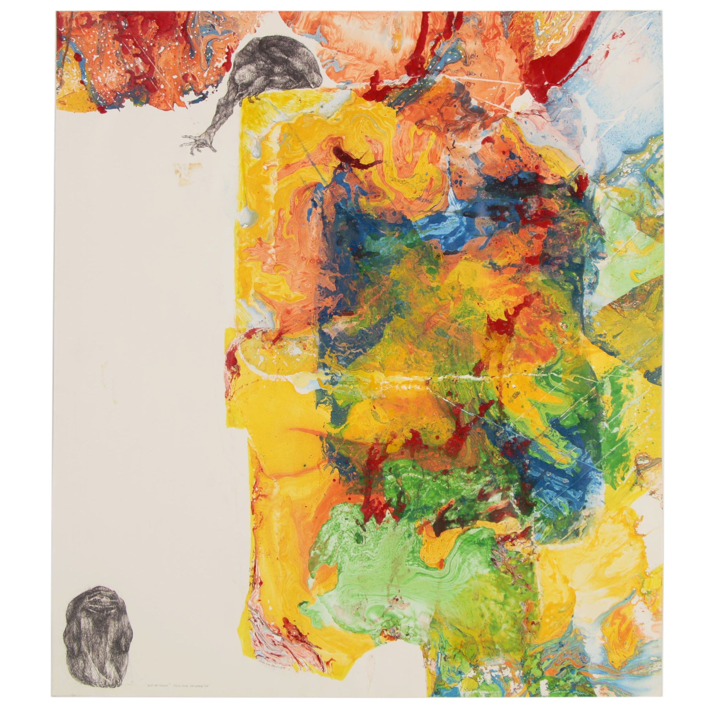 John Silk Deckard Mixed Media Painting "Out of Touch," 1968