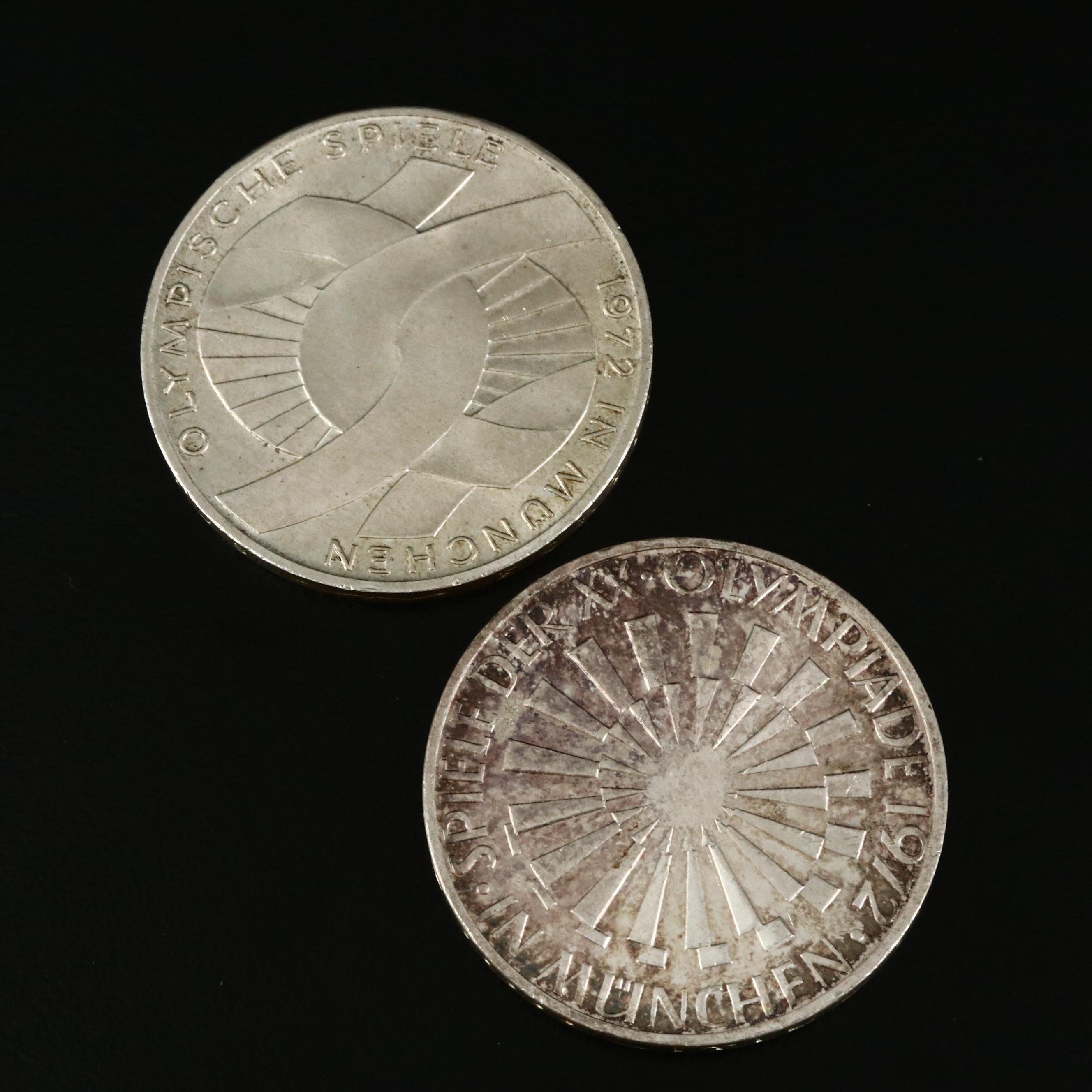 1972 Germany Silver Commemorative Munich Olympics 10 Mark Coins