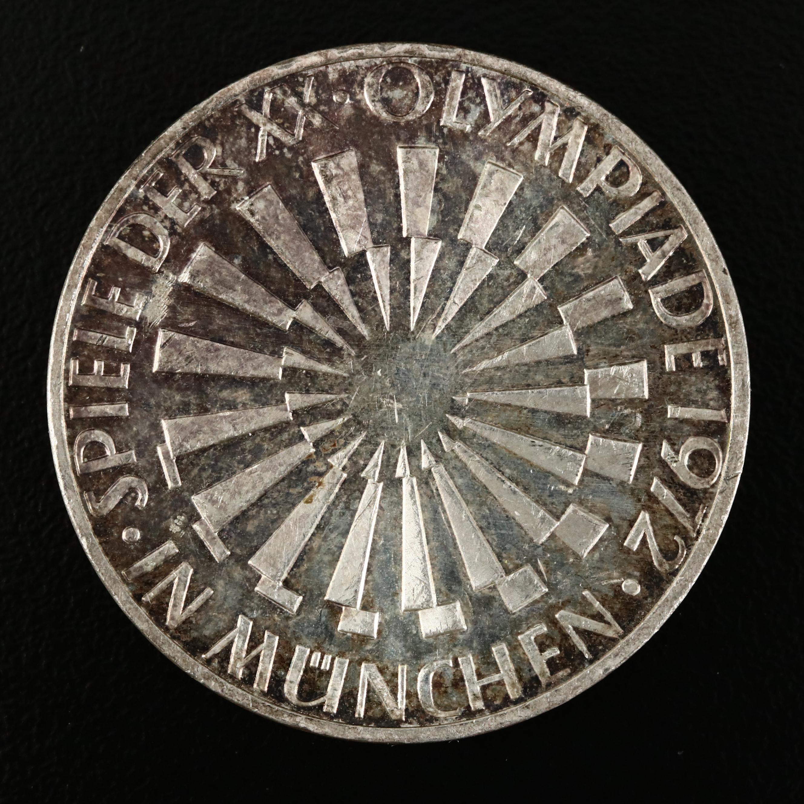 1972 Germany Silver Commemorative Munich Olympics 10 Mark Coins