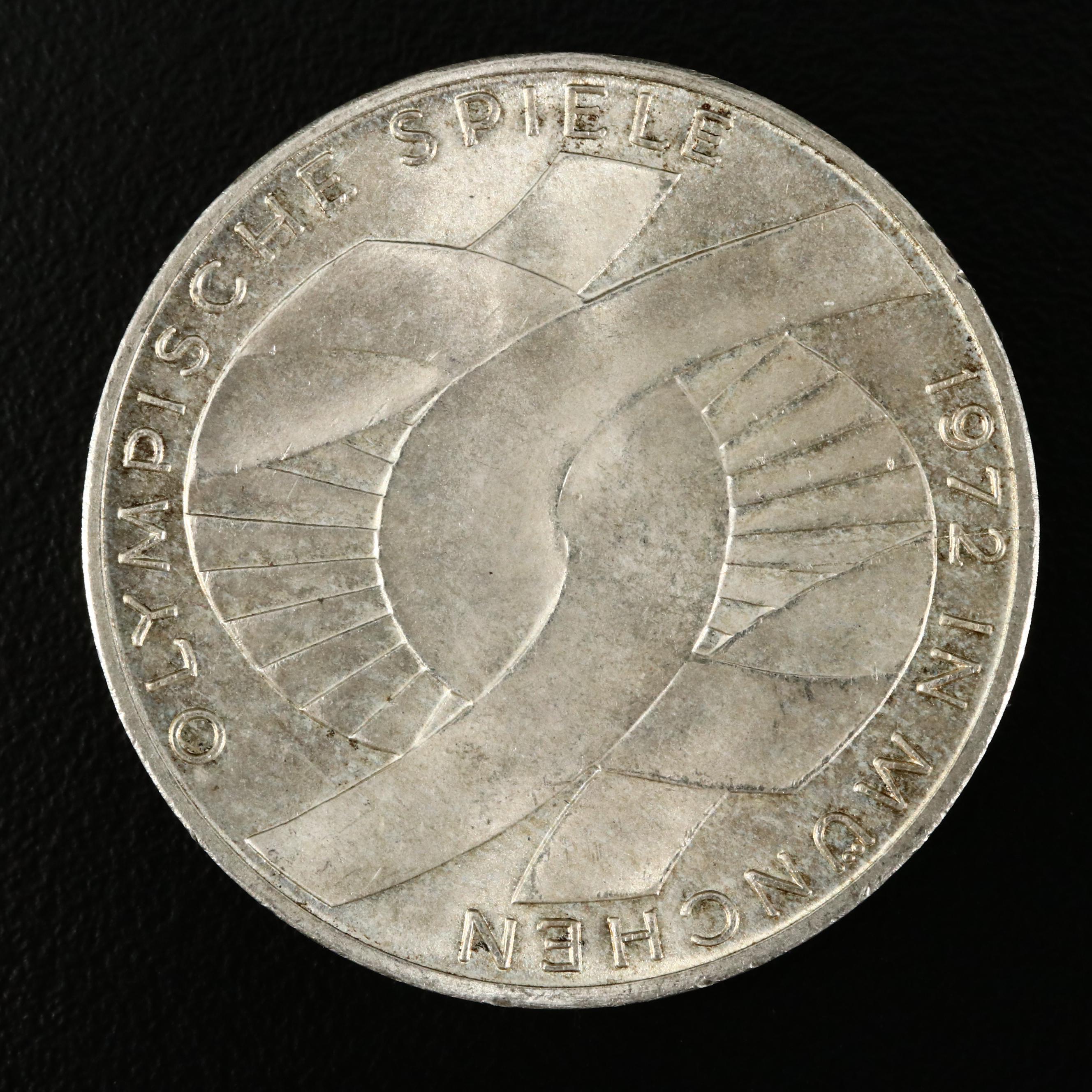 1972 Germany Silver Commemorative Munich Olympics 10 Mark Coins