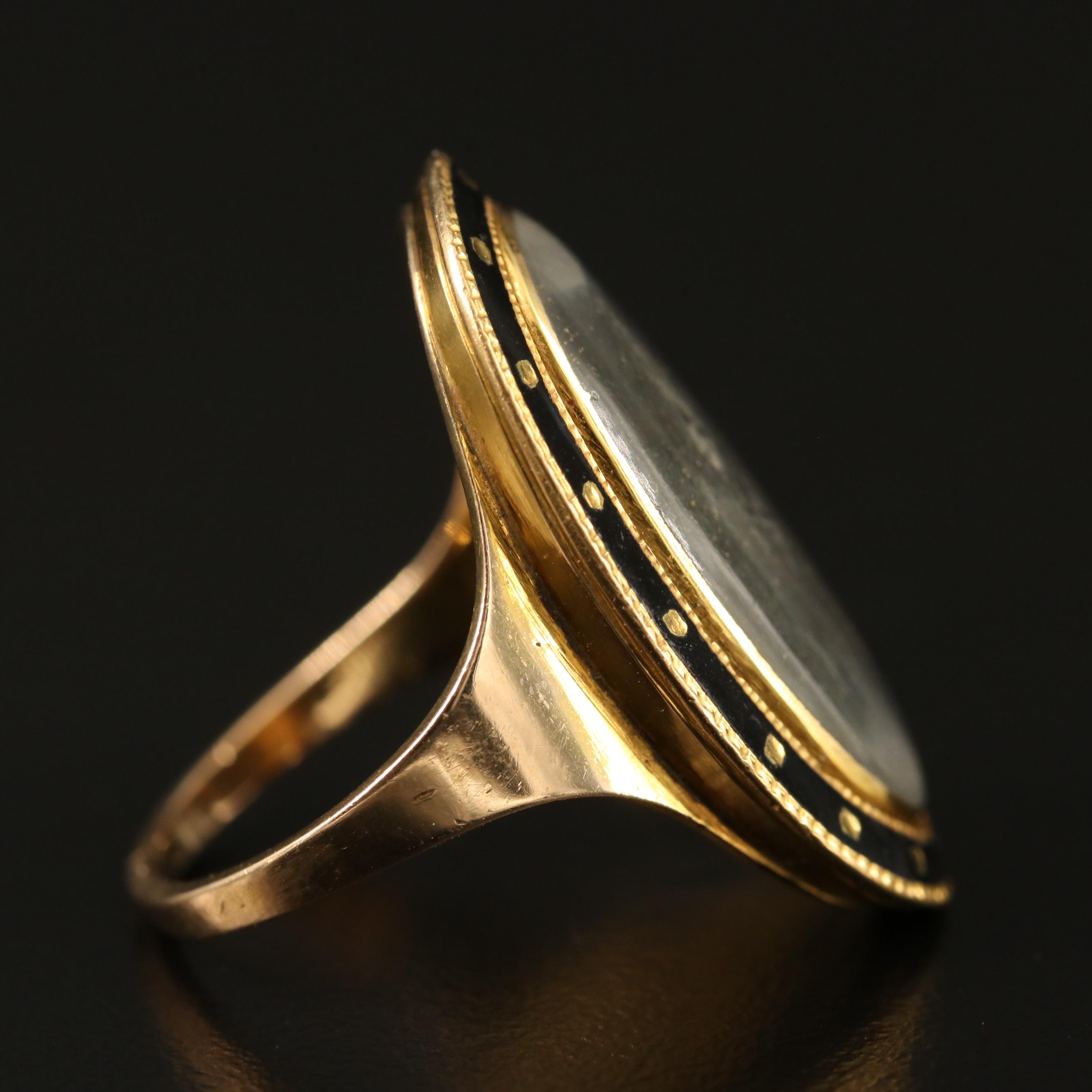 Georgian 14K Weeping Willow Mourning Ring with Scottish Nobility Connection