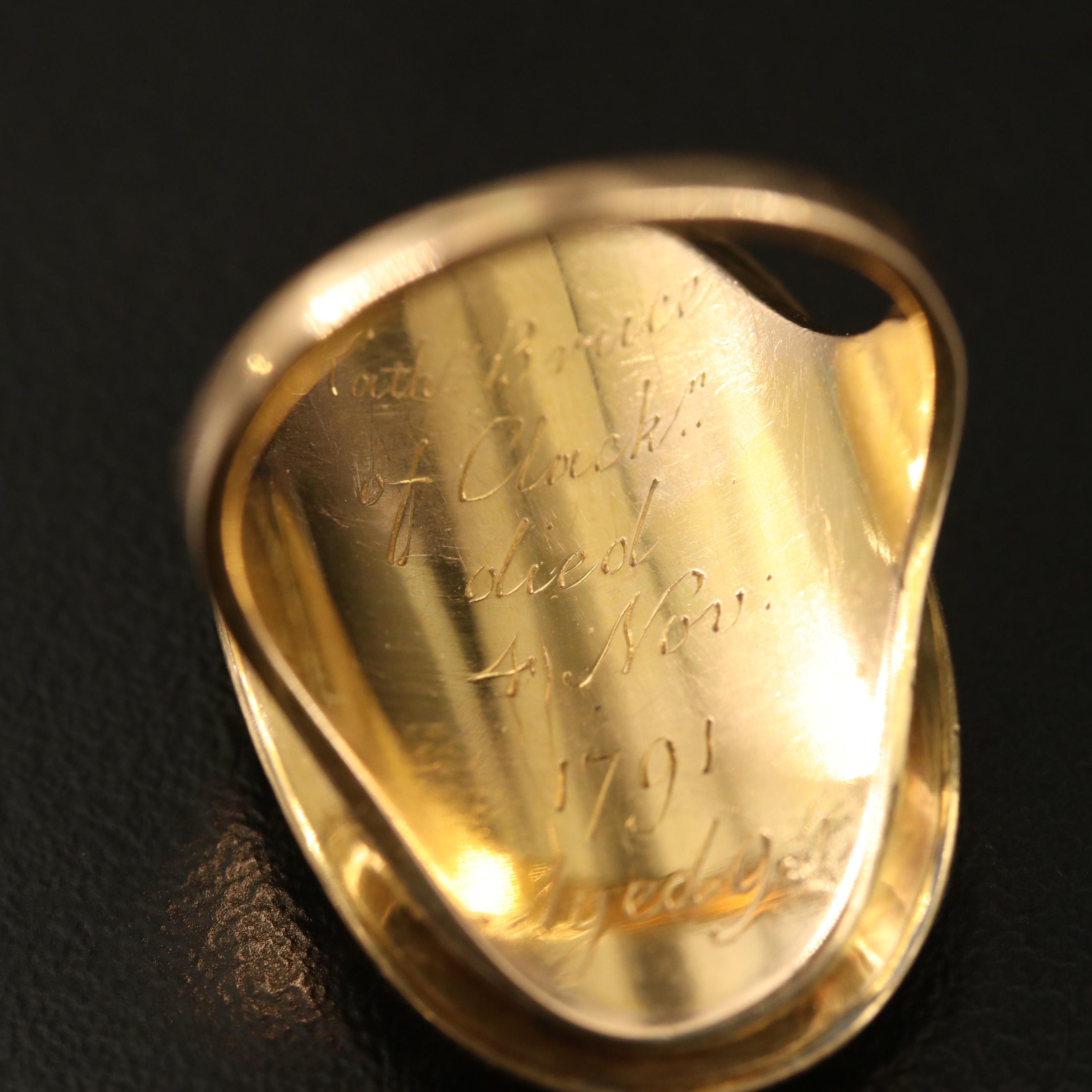 Georgian 14K Weeping Willow Mourning Ring with Scottish Nobility Connection