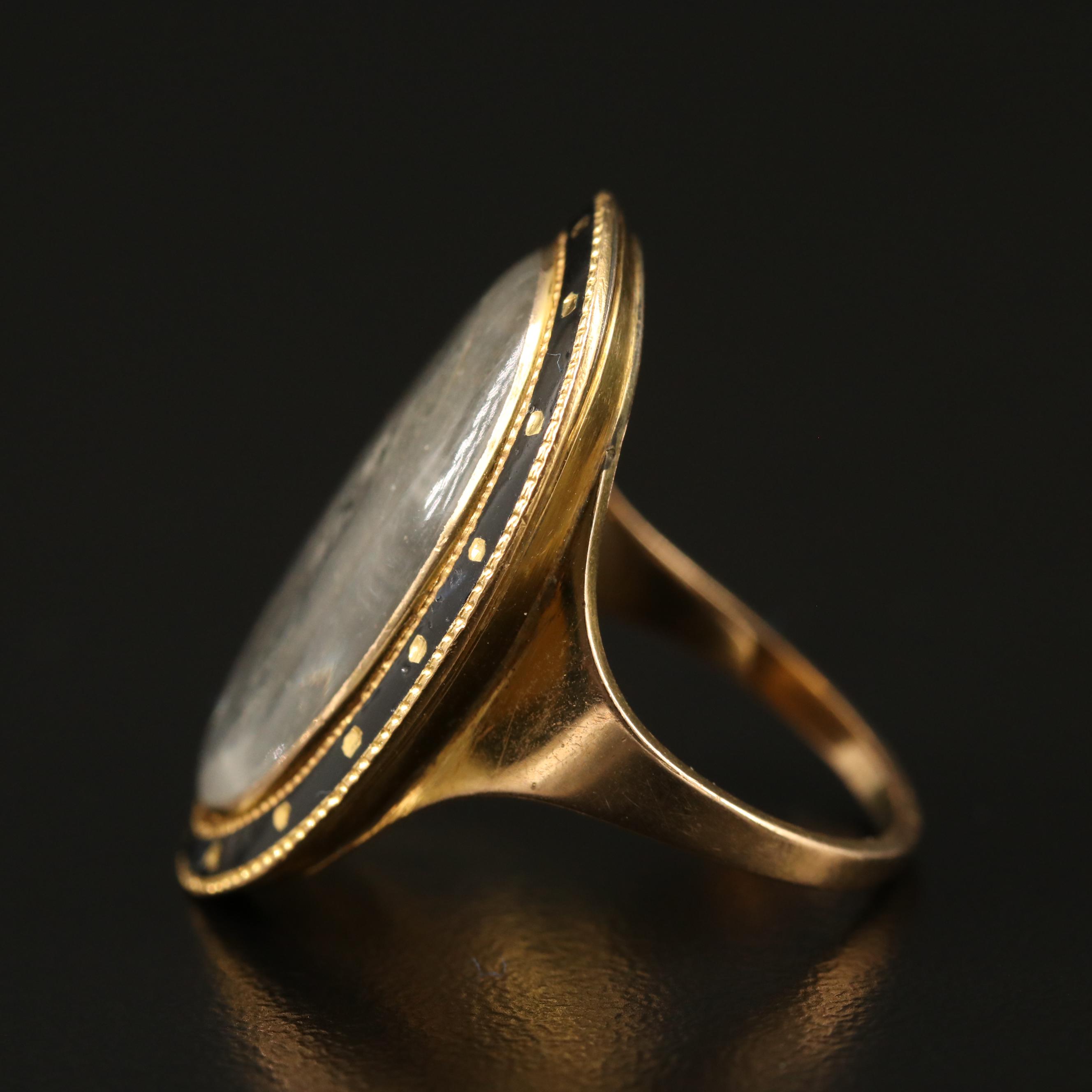 Georgian 14K Weeping Willow Mourning Ring with Scottish Nobility Connection