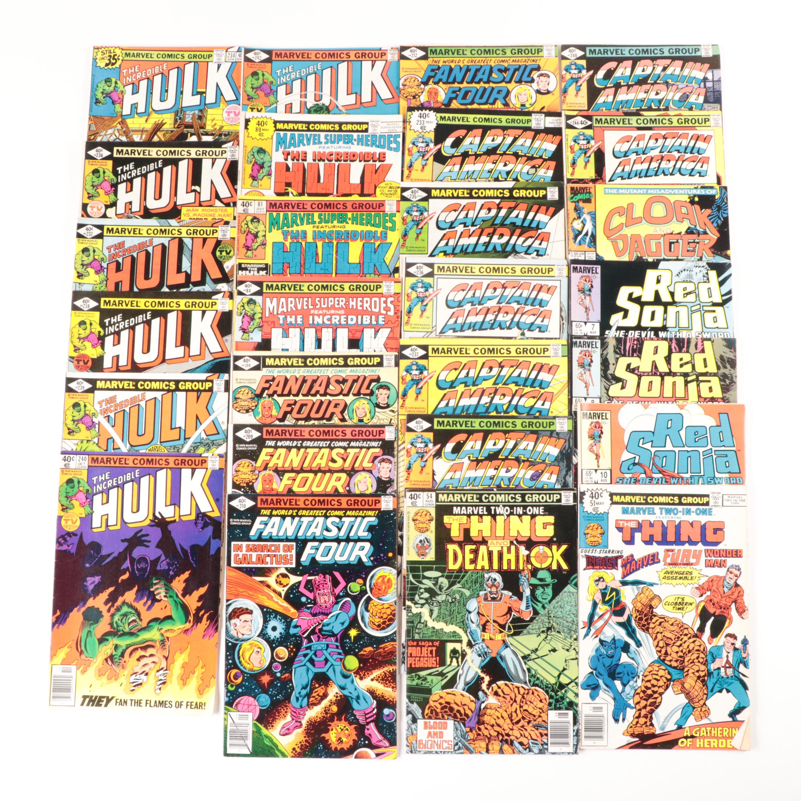 1970s Marvel Comics Including "Captain America" and "The Incredible Hulk"