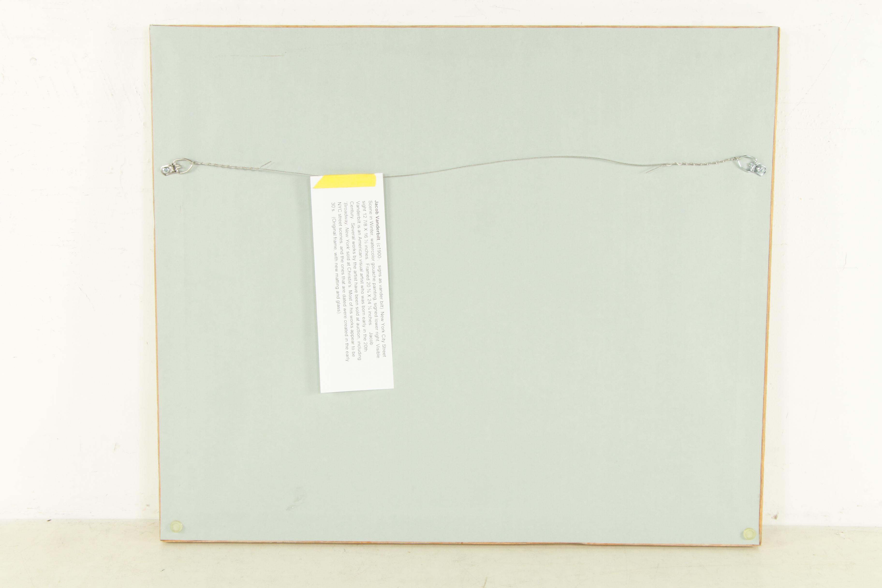 Jacob Vanderbilt Watercolor and Gouache Painting of Winter City Church Scene