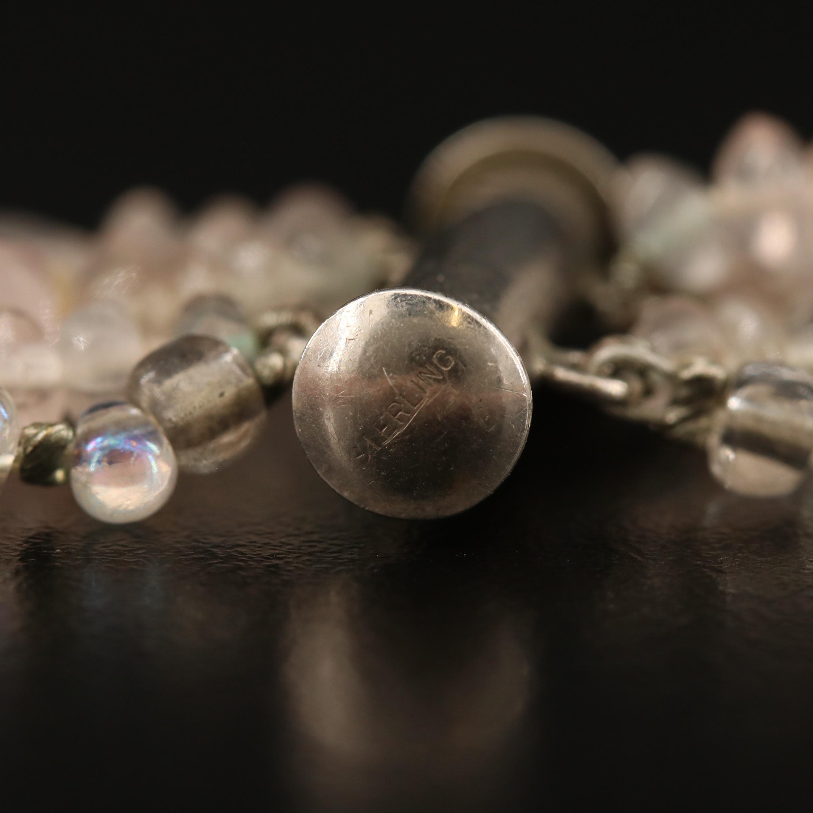 M & J Savitt Sterling, Quartz and Topaz Multi-Strand Pendant Necklace