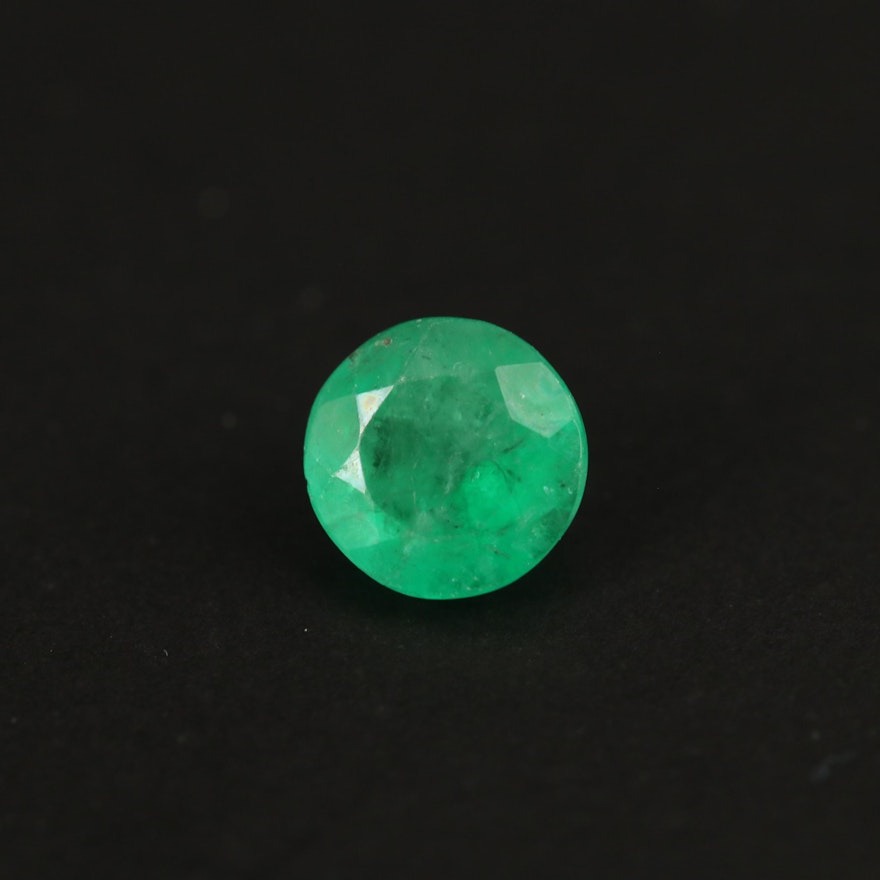 Loose 0.61 CCT Round Faceted Emerald