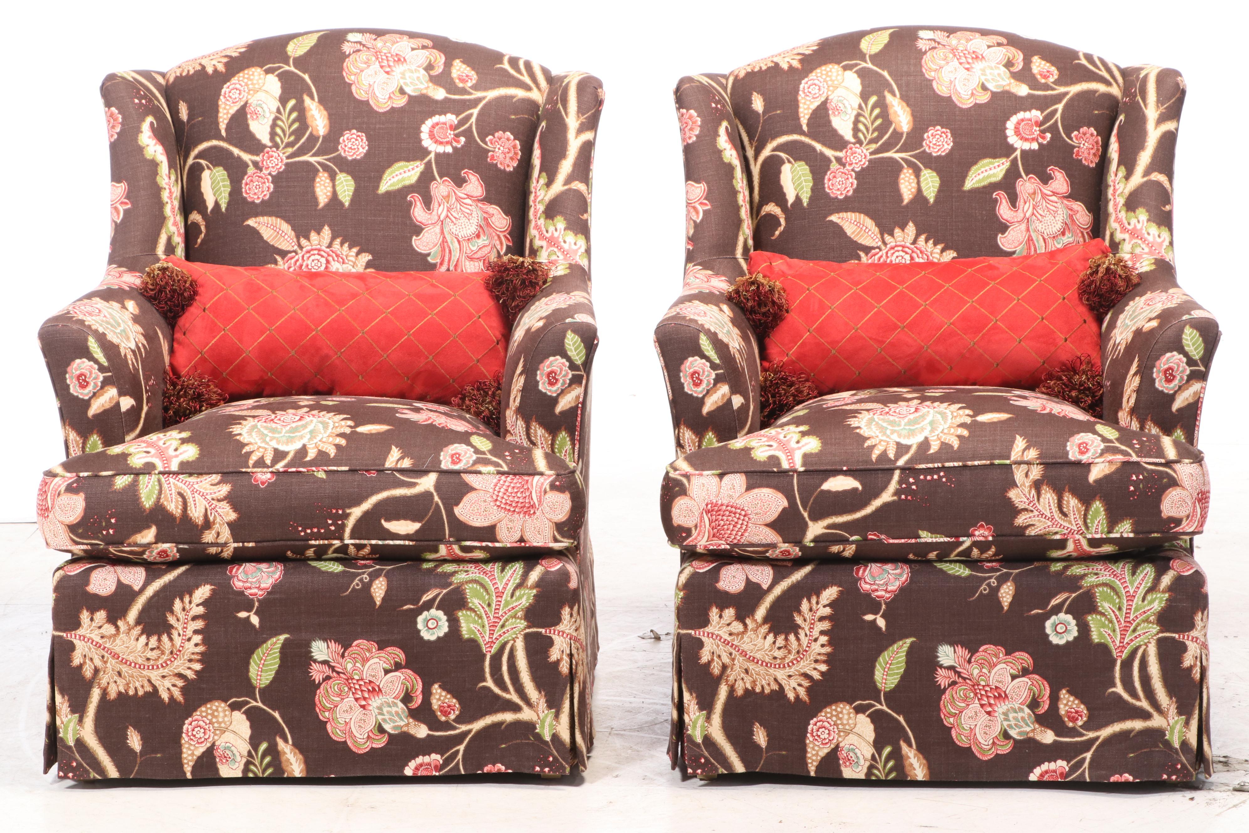 Pair of Dapha "Juliette" Upholstered Linen Armchairs
