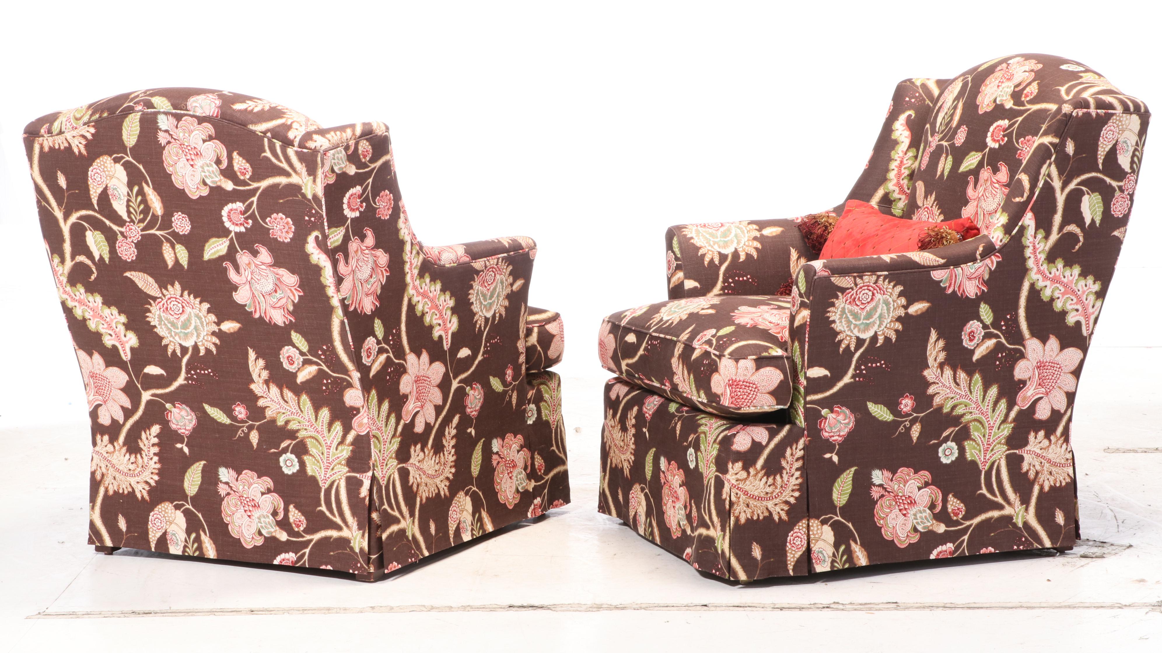 Pair of Dapha "Juliette" Upholstered Linen Armchairs