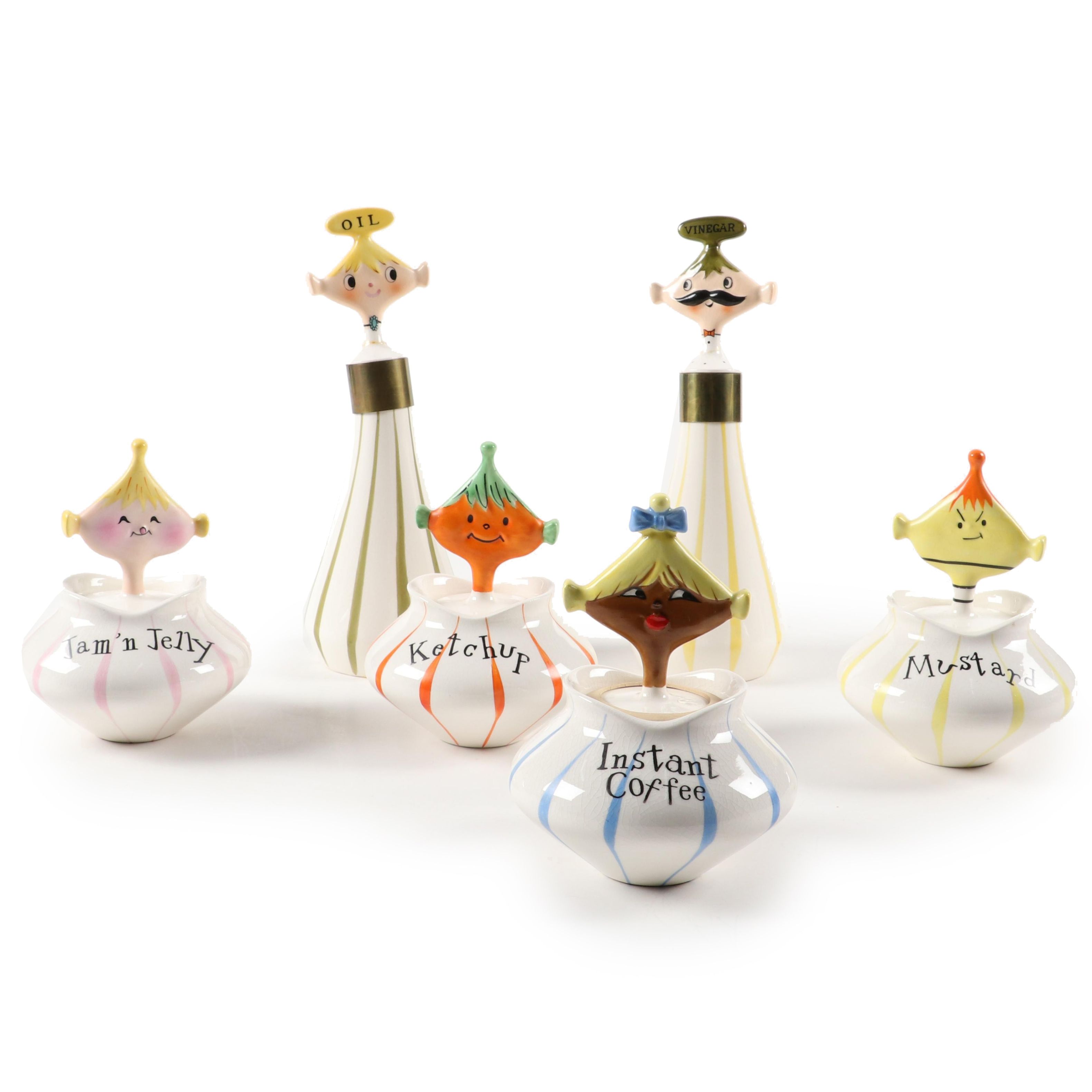 Holt Howard "Pixieware" Condiment Jars and Oil and Vinegar Cruets