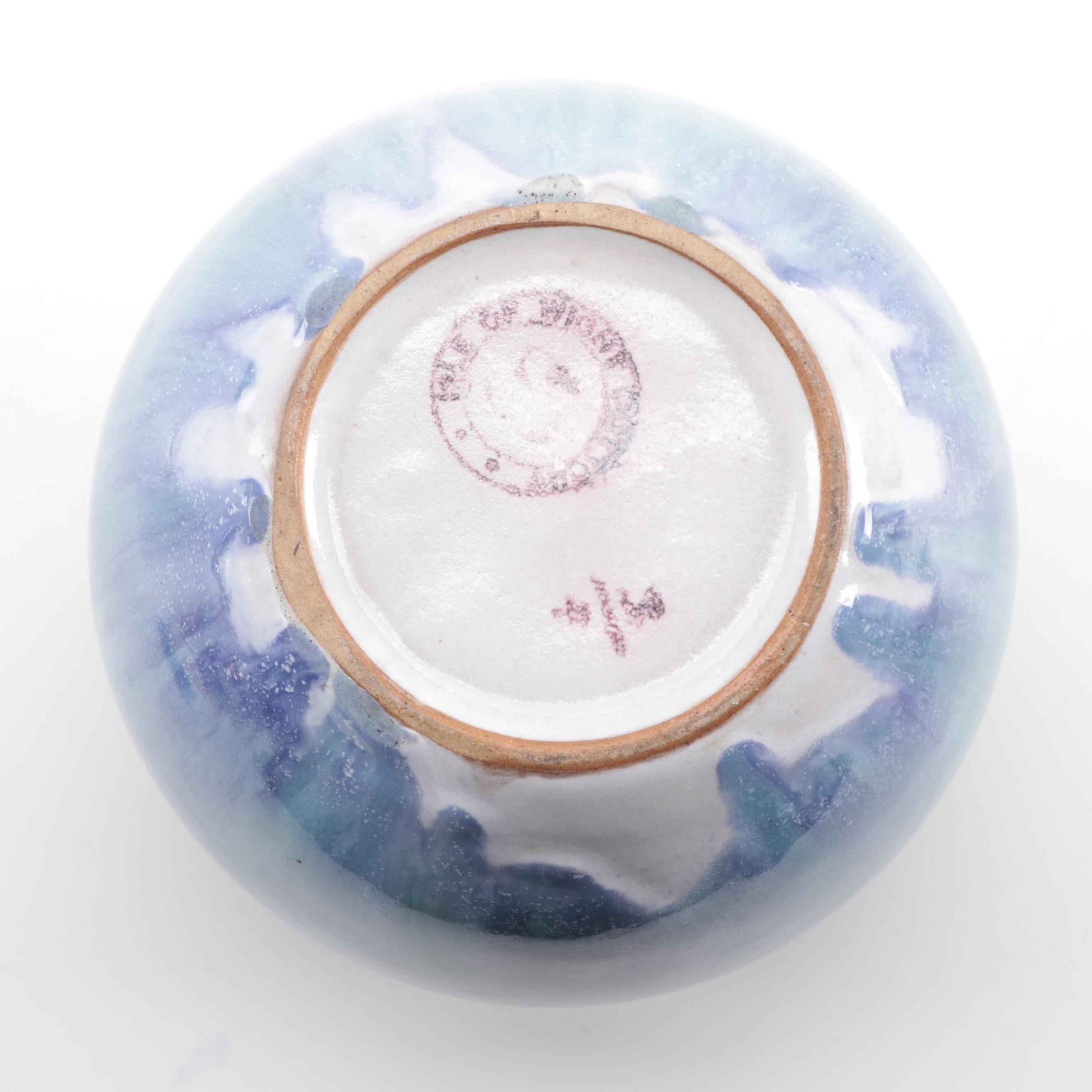 Samuel Saunders Isle of Wight Pottery Blue Drip Glaze Vase, Early to Mid 20th C.