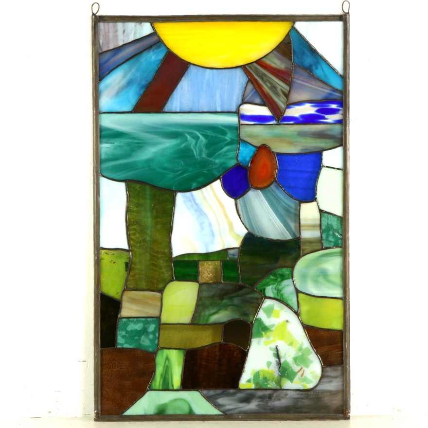 Glenn Greene Stained Glass Landscape Window Panel, 2019