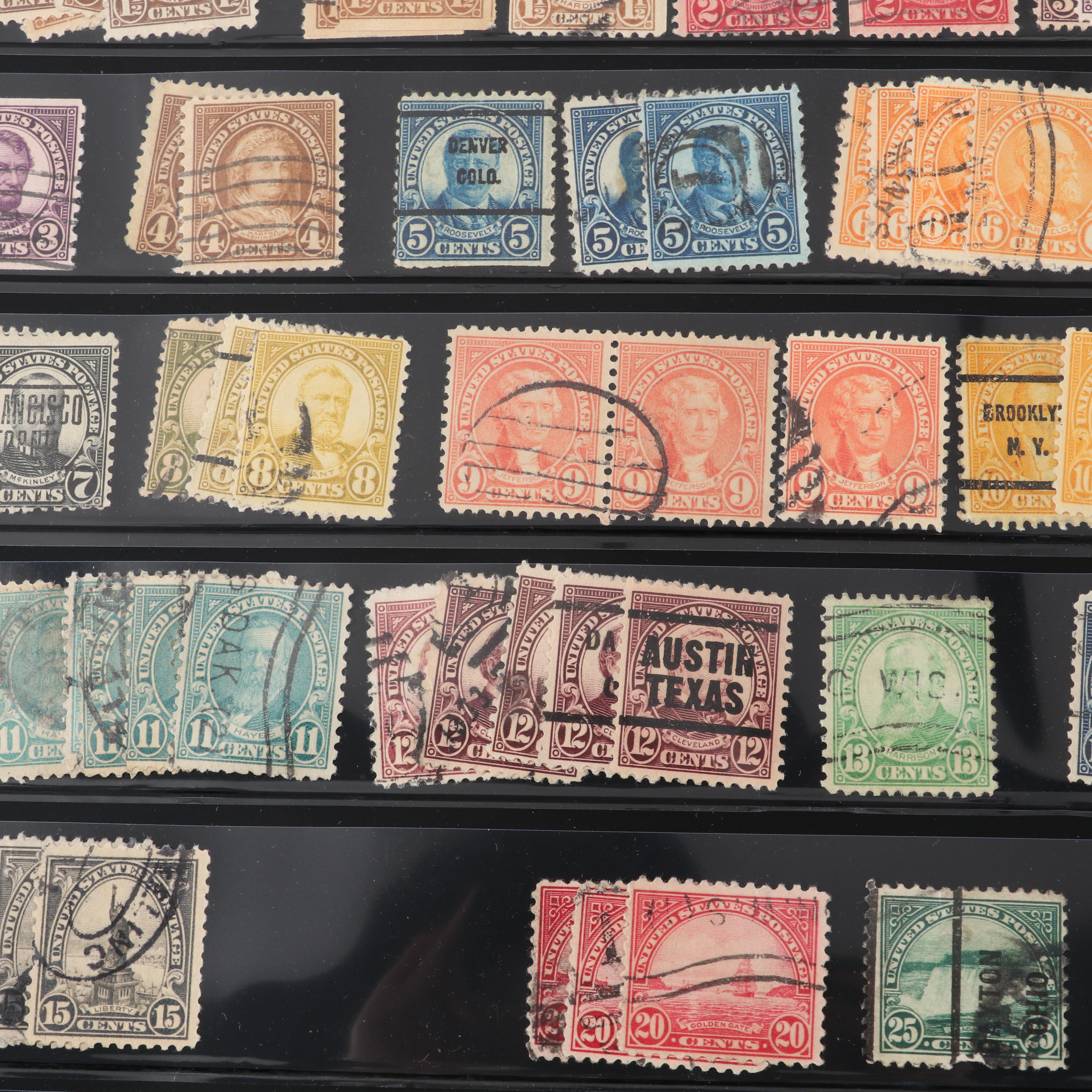 Mint and Cancelled US Stamp Collection, Mid-19th to Mid-20th Century