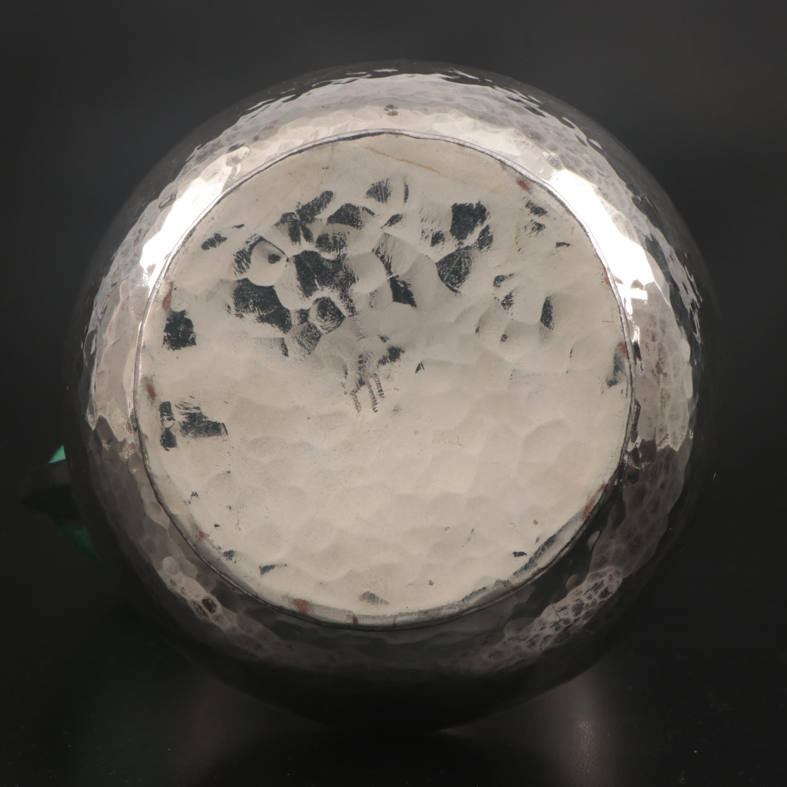 Taxco Silver Plate Pitcher with Chipped Turquoise Parrot Handle