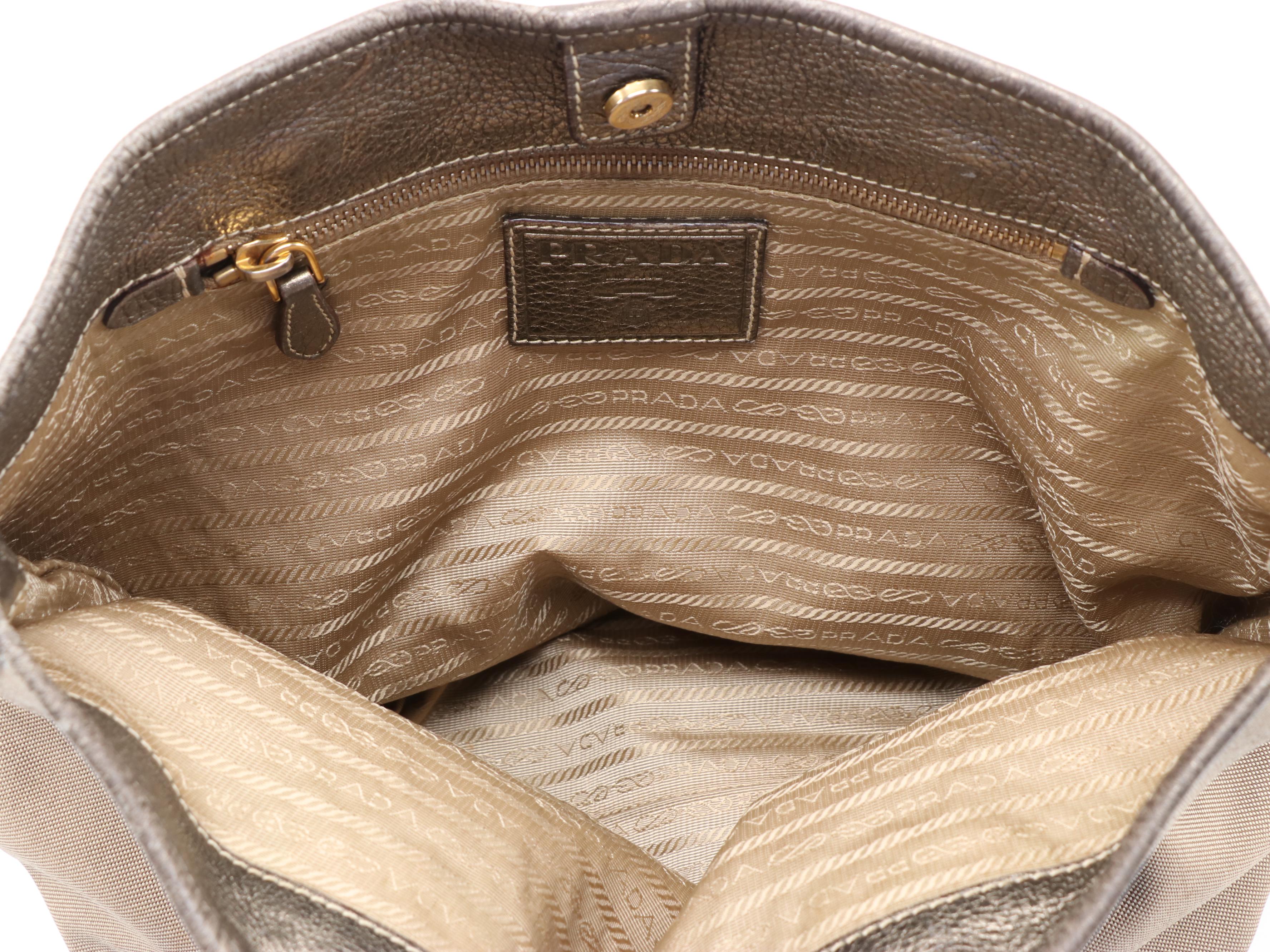 Prada Canapa Canvas Tote in Khaki with Leather Trim