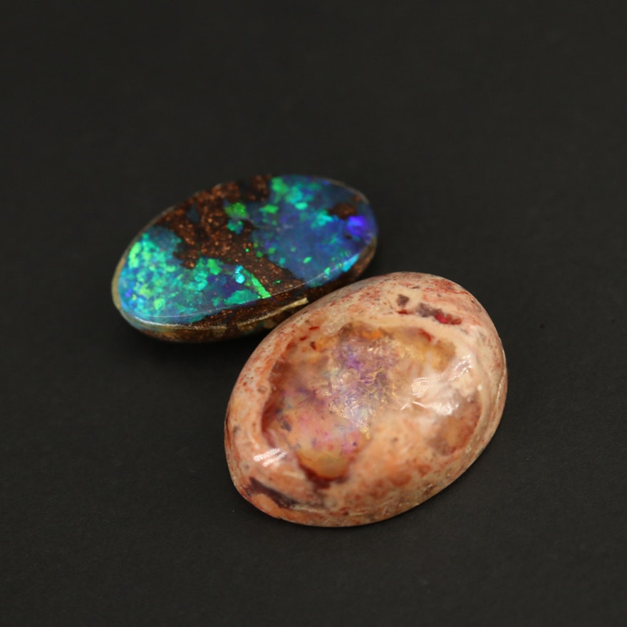 Loose Oval Cabochon Boulder Opals