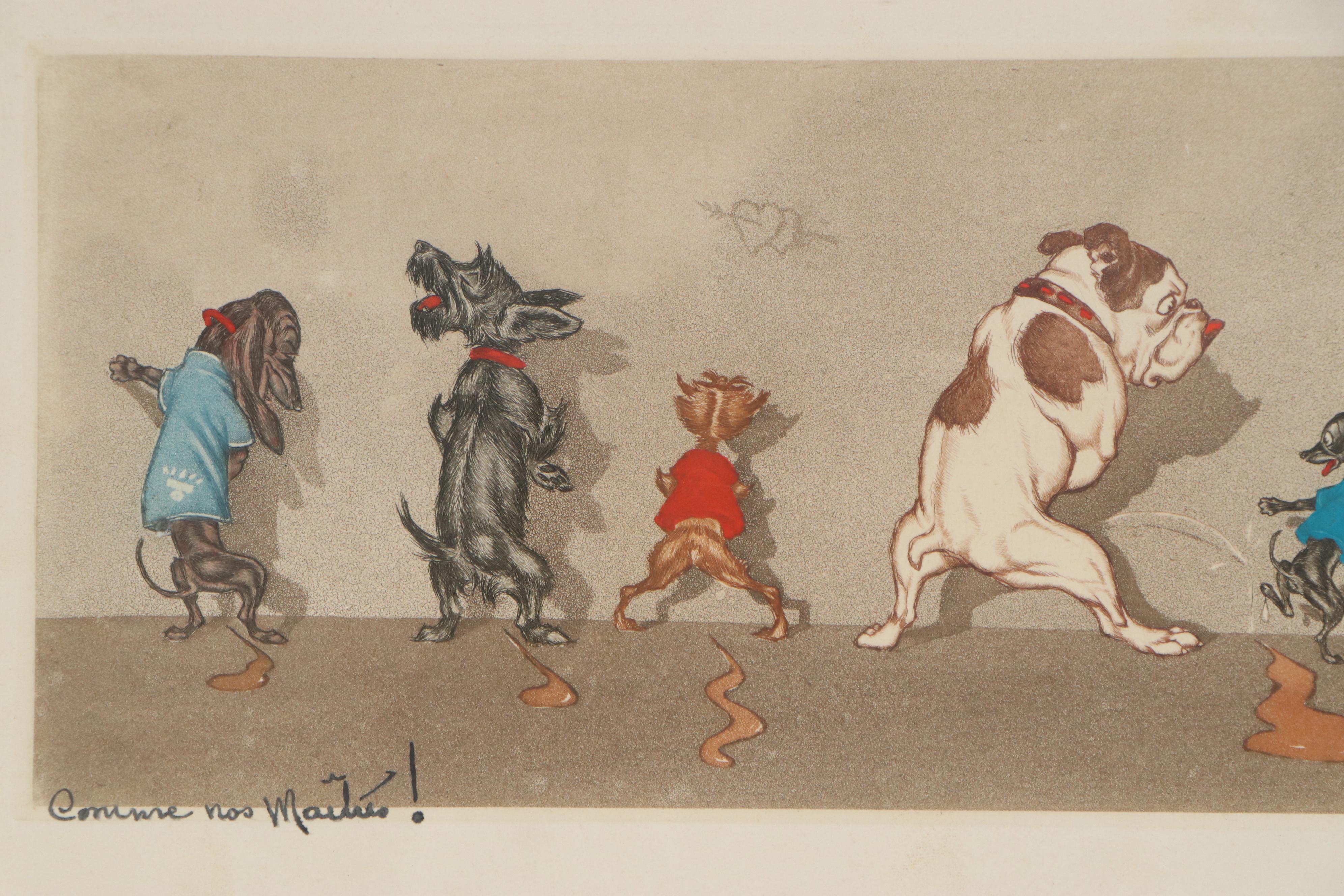 Boris O'Klein Hand-Colored Etching with Aquatint "Comme nos Maîtres"