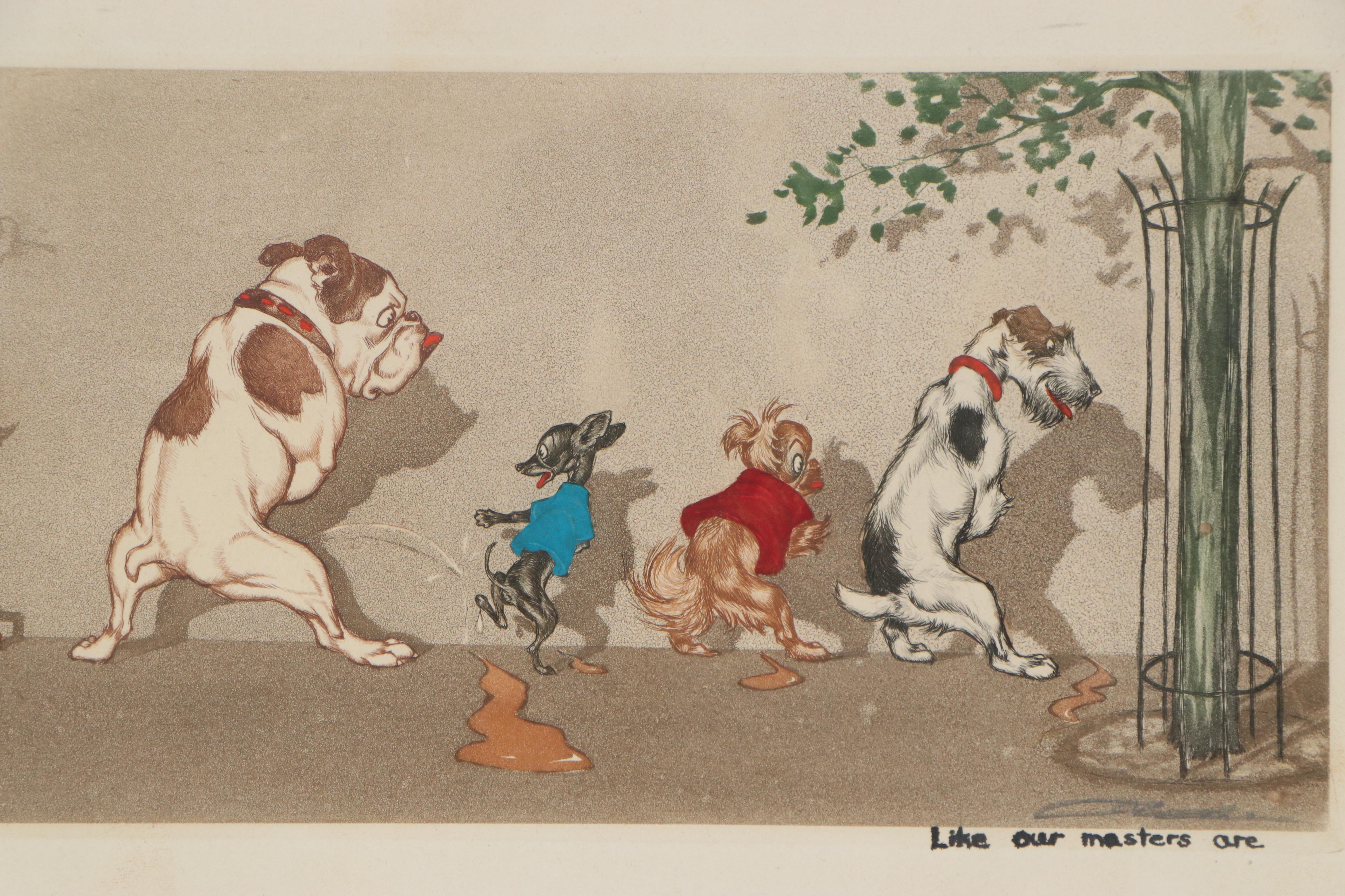 Boris O'Klein Hand-Colored Etching with Aquatint "Comme nos Maîtres"