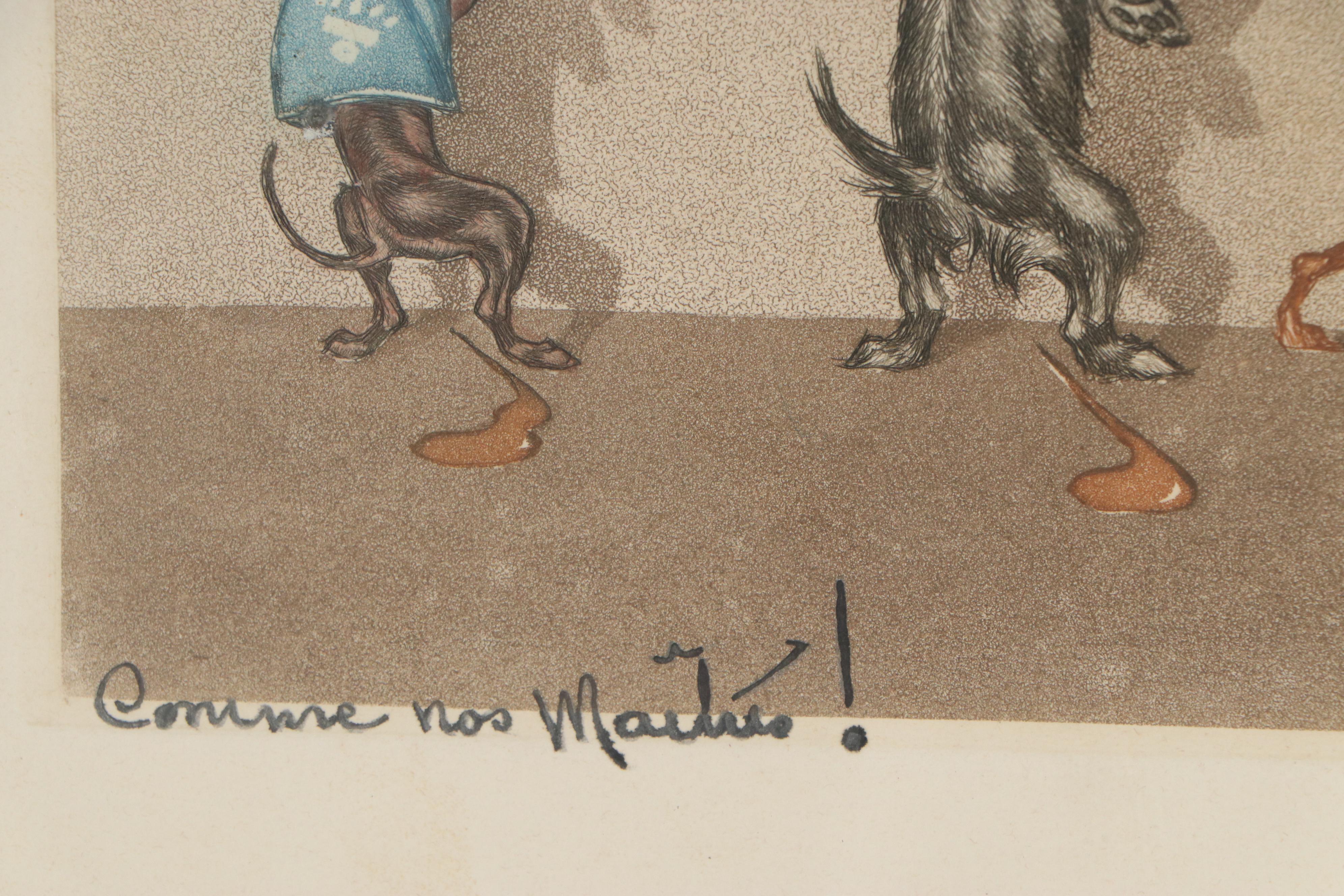 Boris O'Klein Hand-Colored Etching with Aquatint "Comme nos Maîtres"