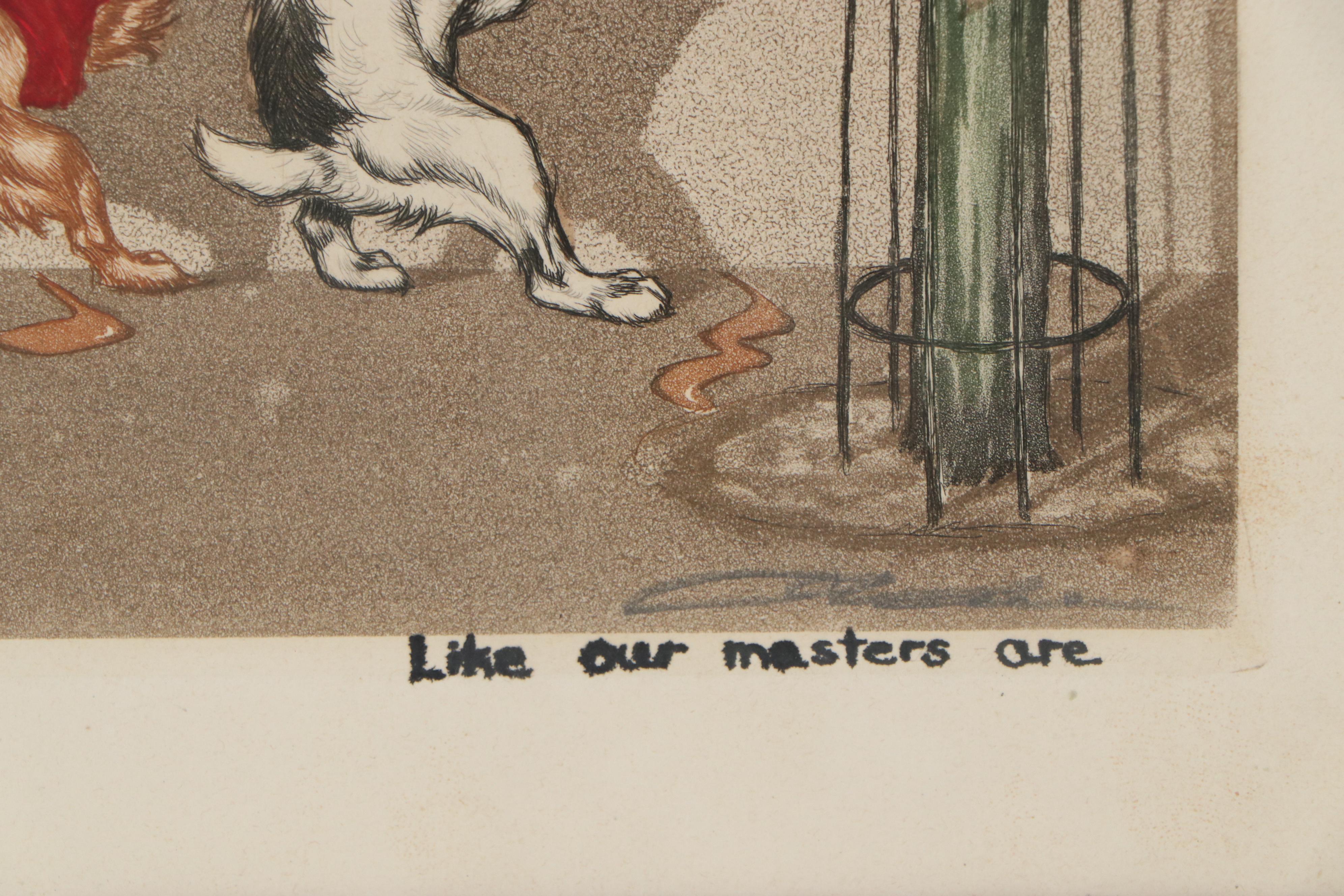 Boris O'Klein Hand-Colored Etching with Aquatint "Comme nos Maîtres"