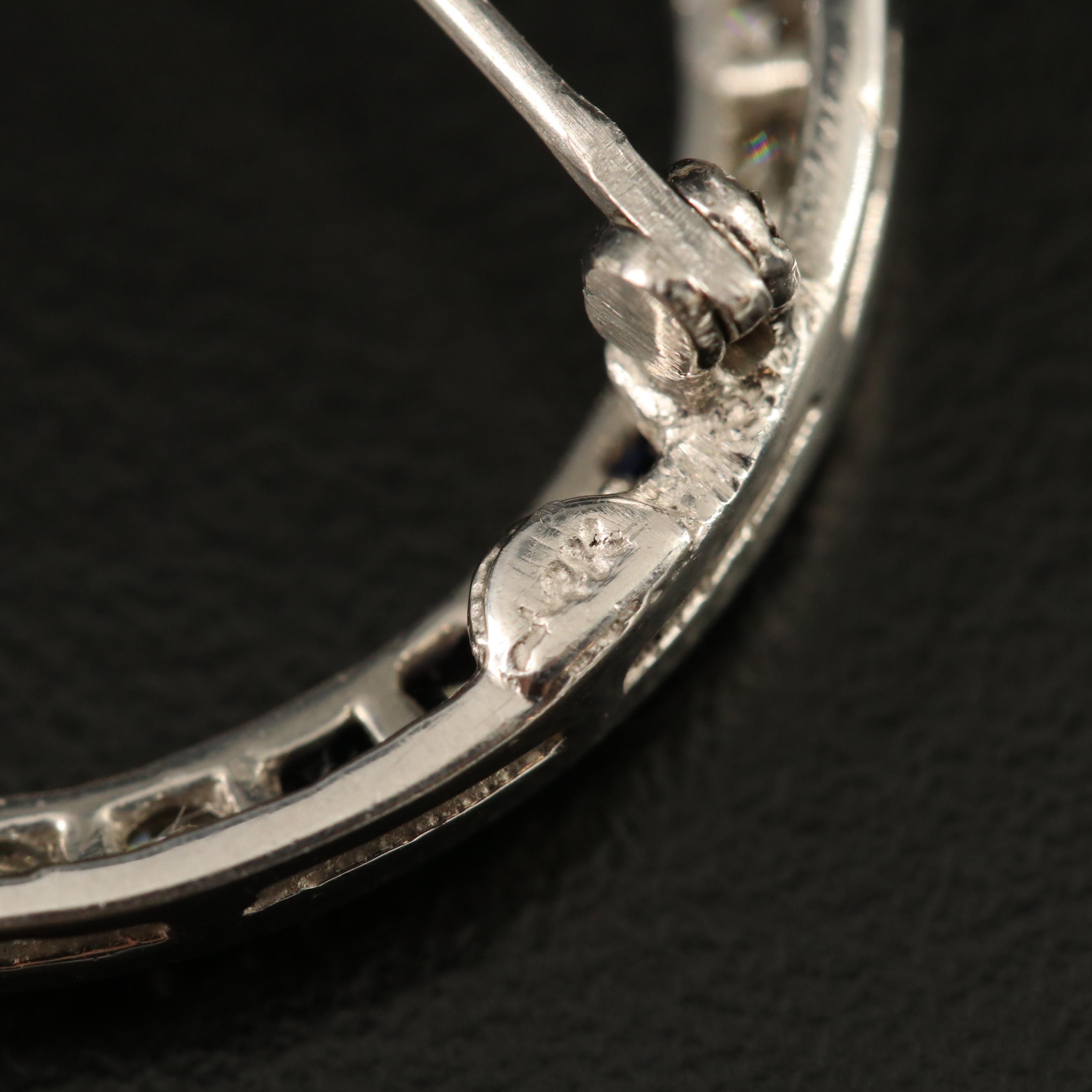 1950s 14K Diamond and Sapphire Circle Brooch