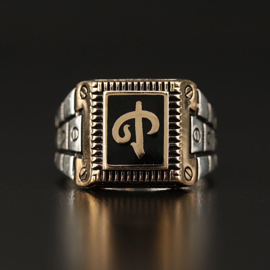 Sterling Silver Ring with "P" Pictorial
