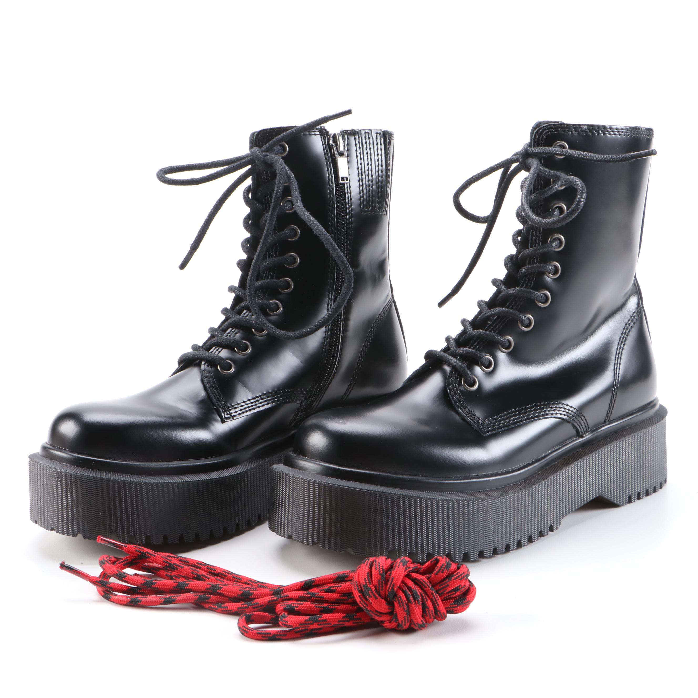 Jeffrey Campbell Sopas Black Leather Platform Boots