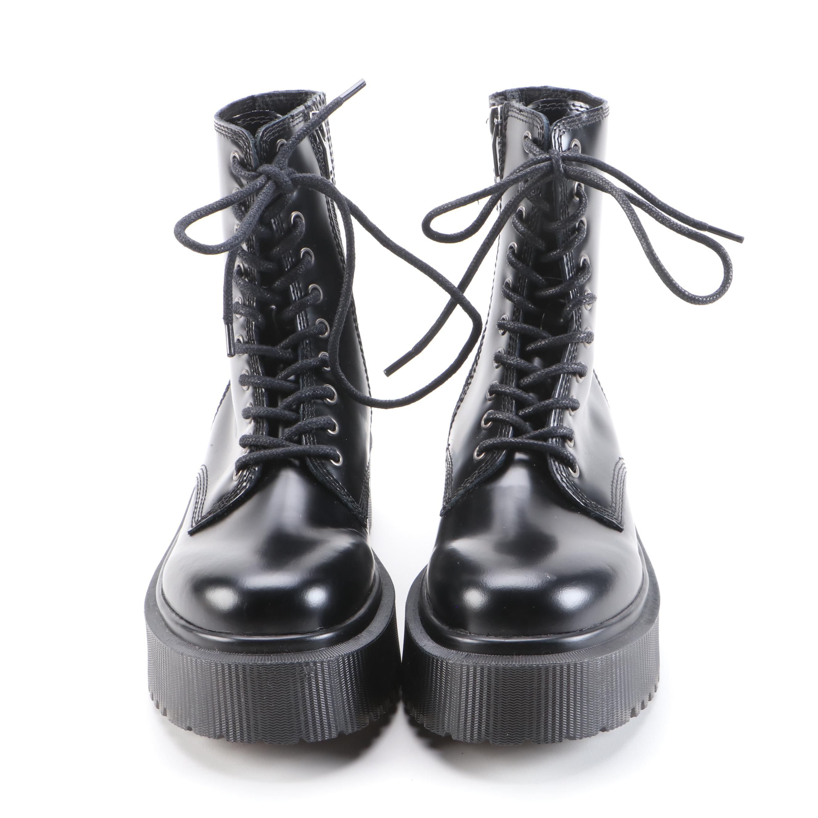 Jeffrey Campbell Sopas Black Leather Platform Boots