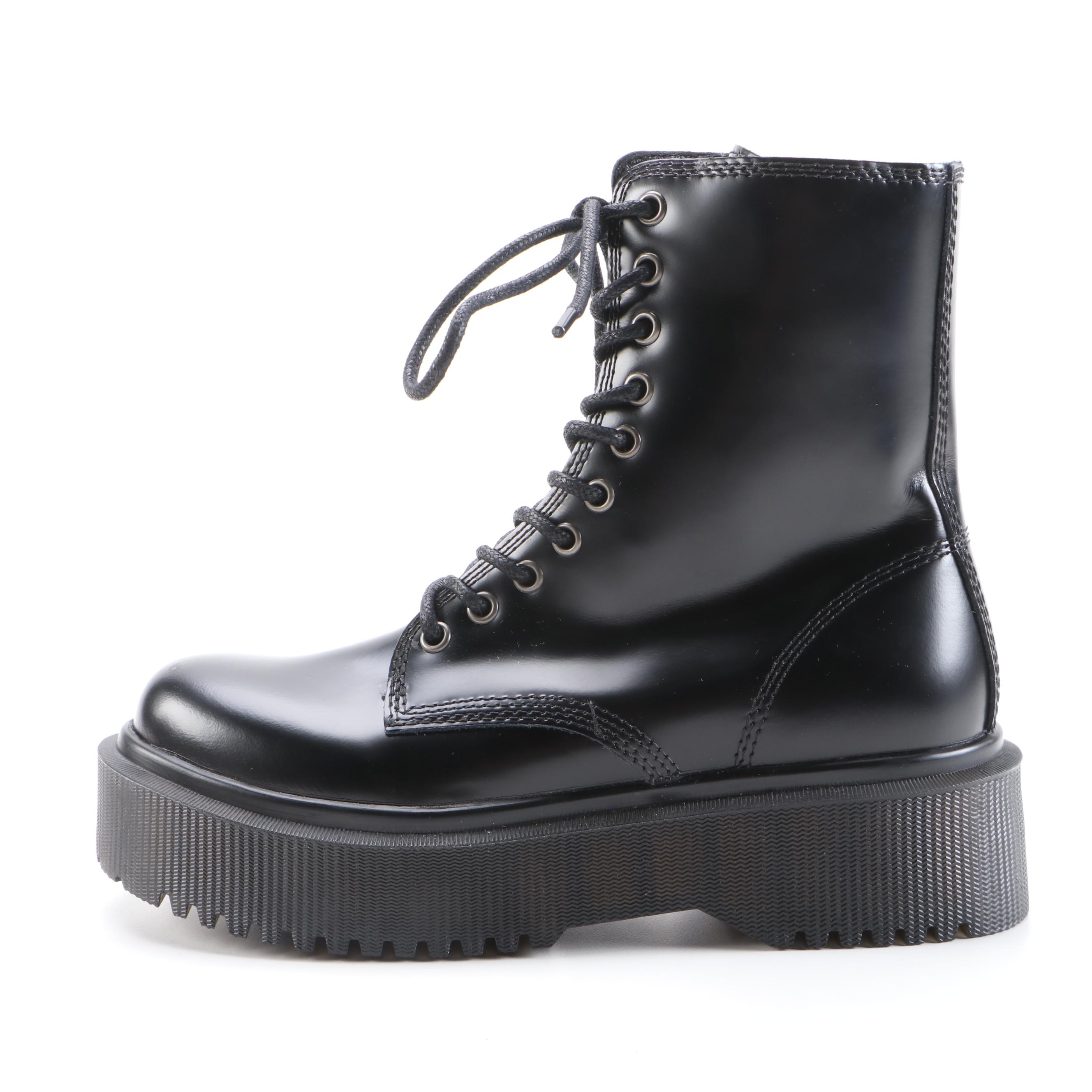 Jeffrey Campbell Sopas Black Leather Platform Boots