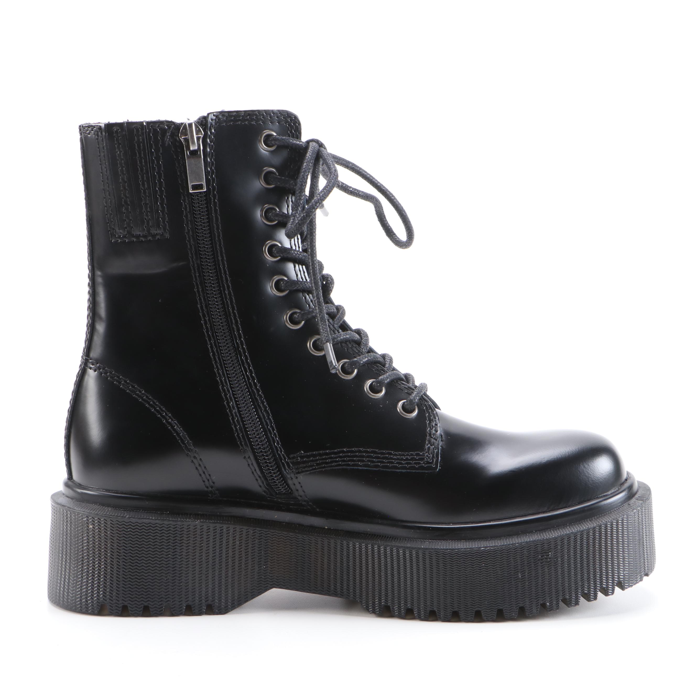 Jeffrey Campbell Sopas Black Leather Platform Boots