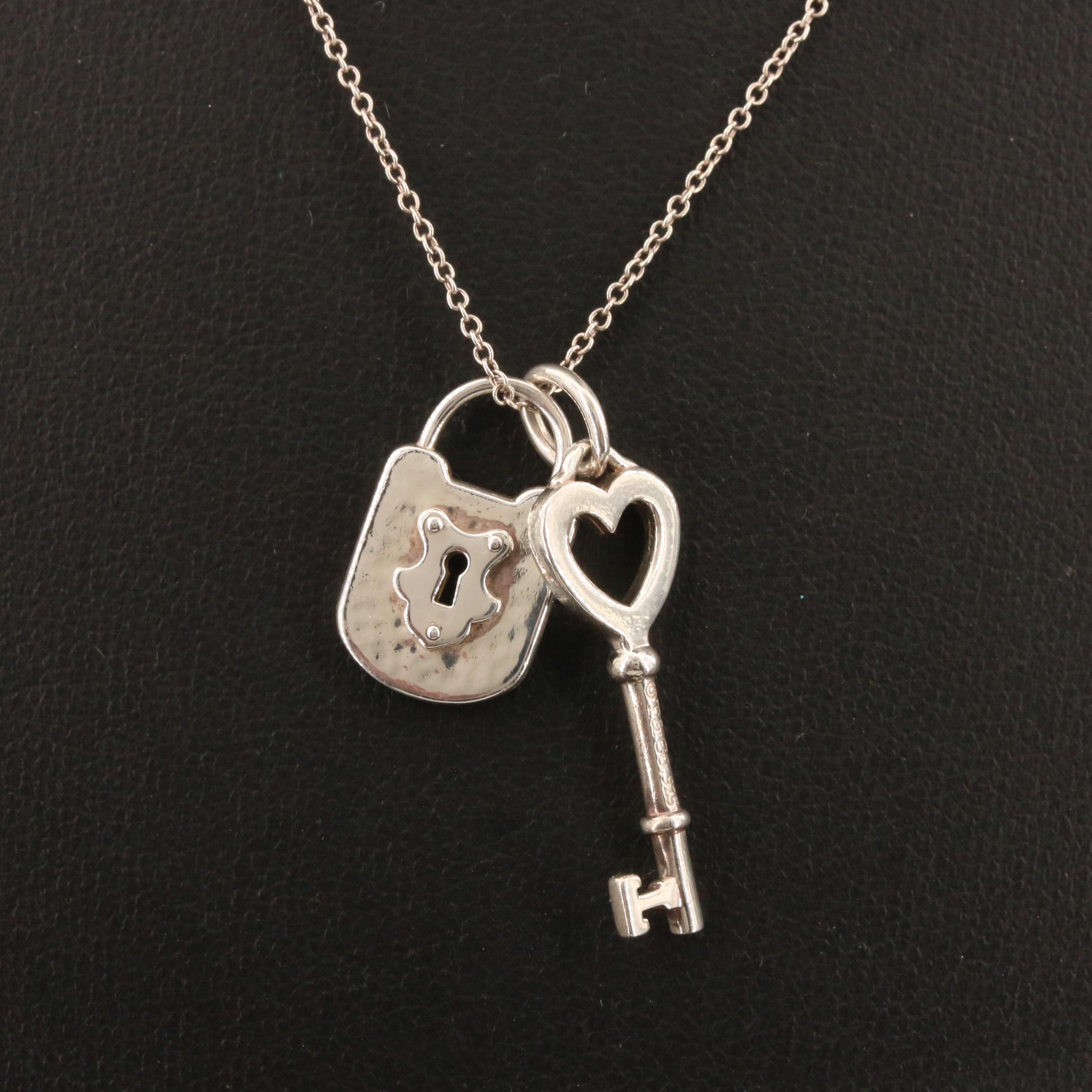 Tiffany & Co. Lock and Key Pendant Necklace