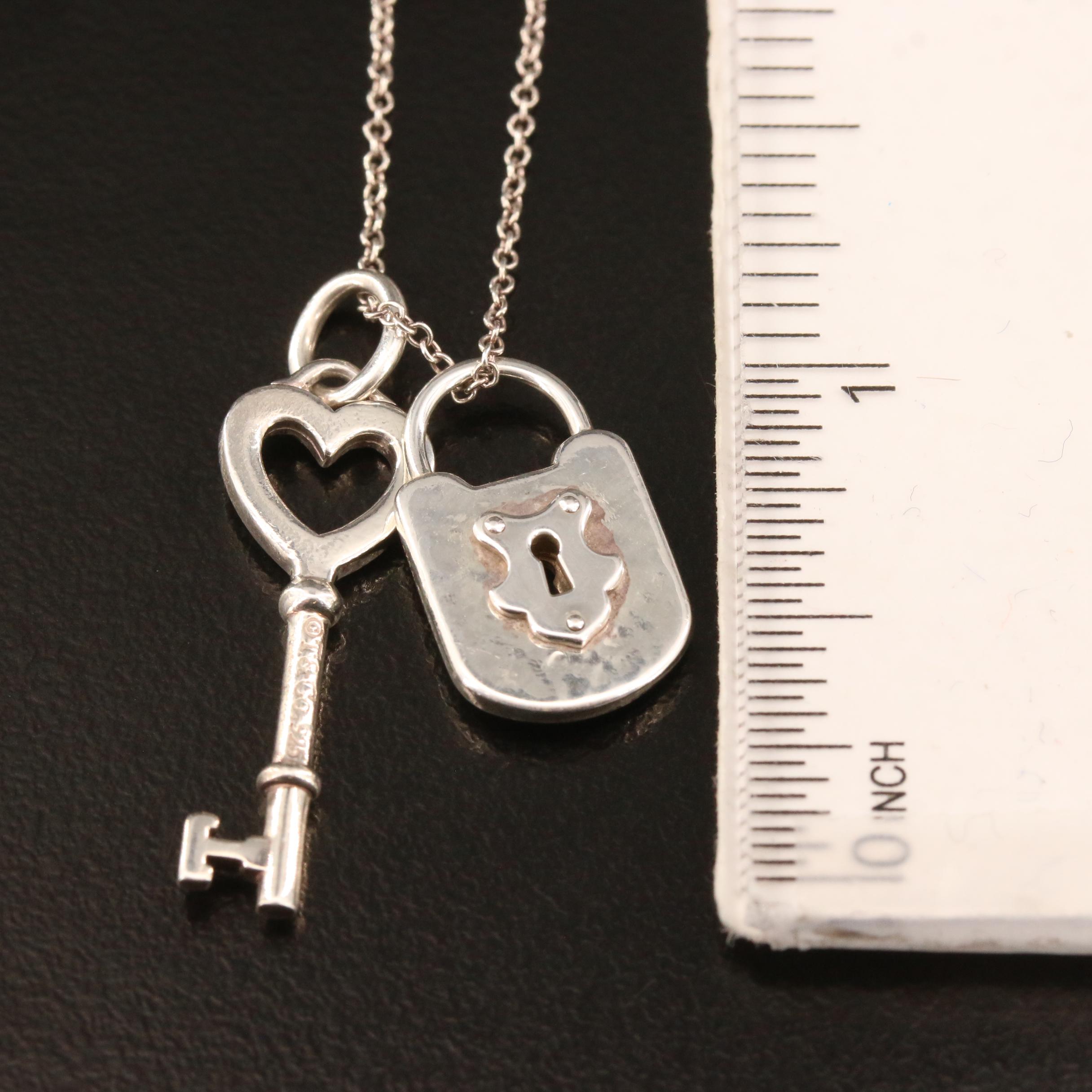 Tiffany & Co. Lock and Key Pendant Necklace