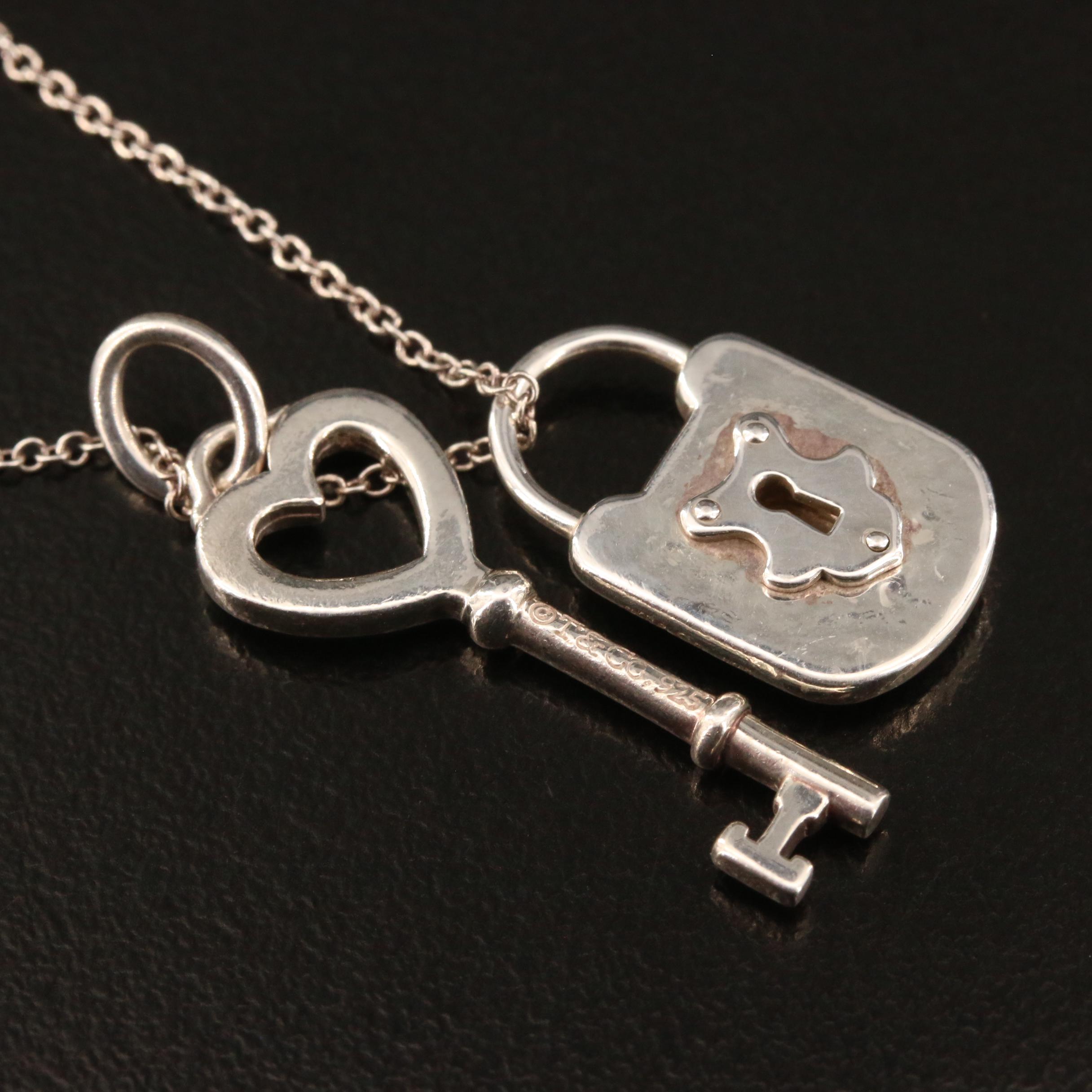 Tiffany & Co. Lock and Key Pendant Necklace