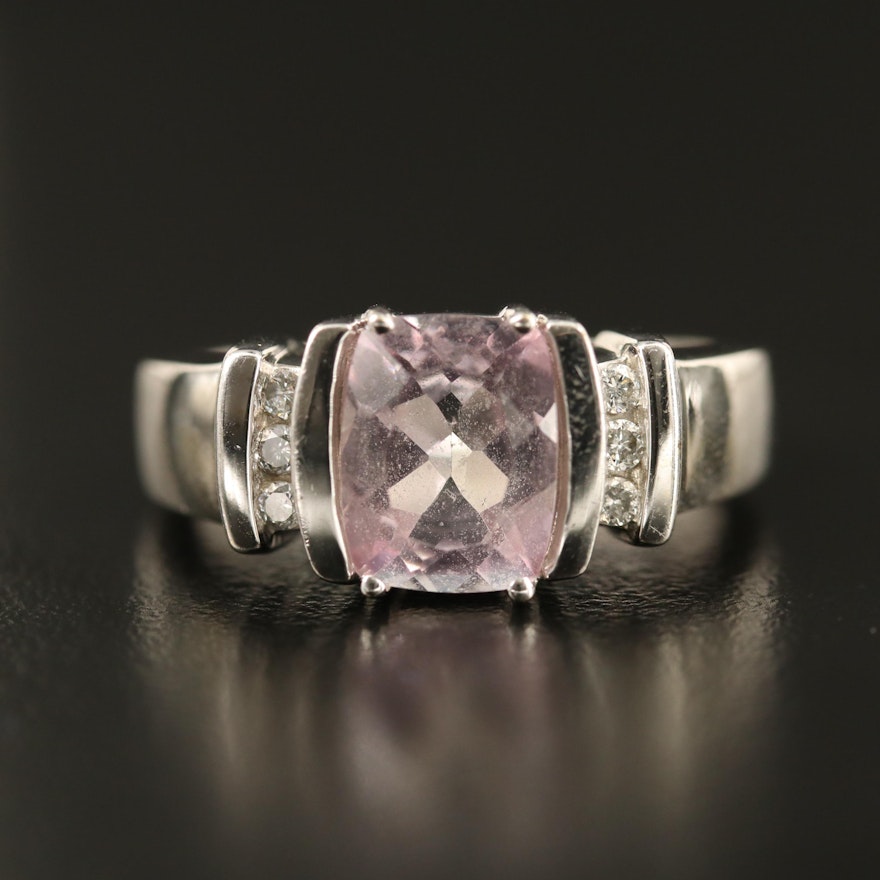 14K Pink Topaz Ring with Diamond Accents