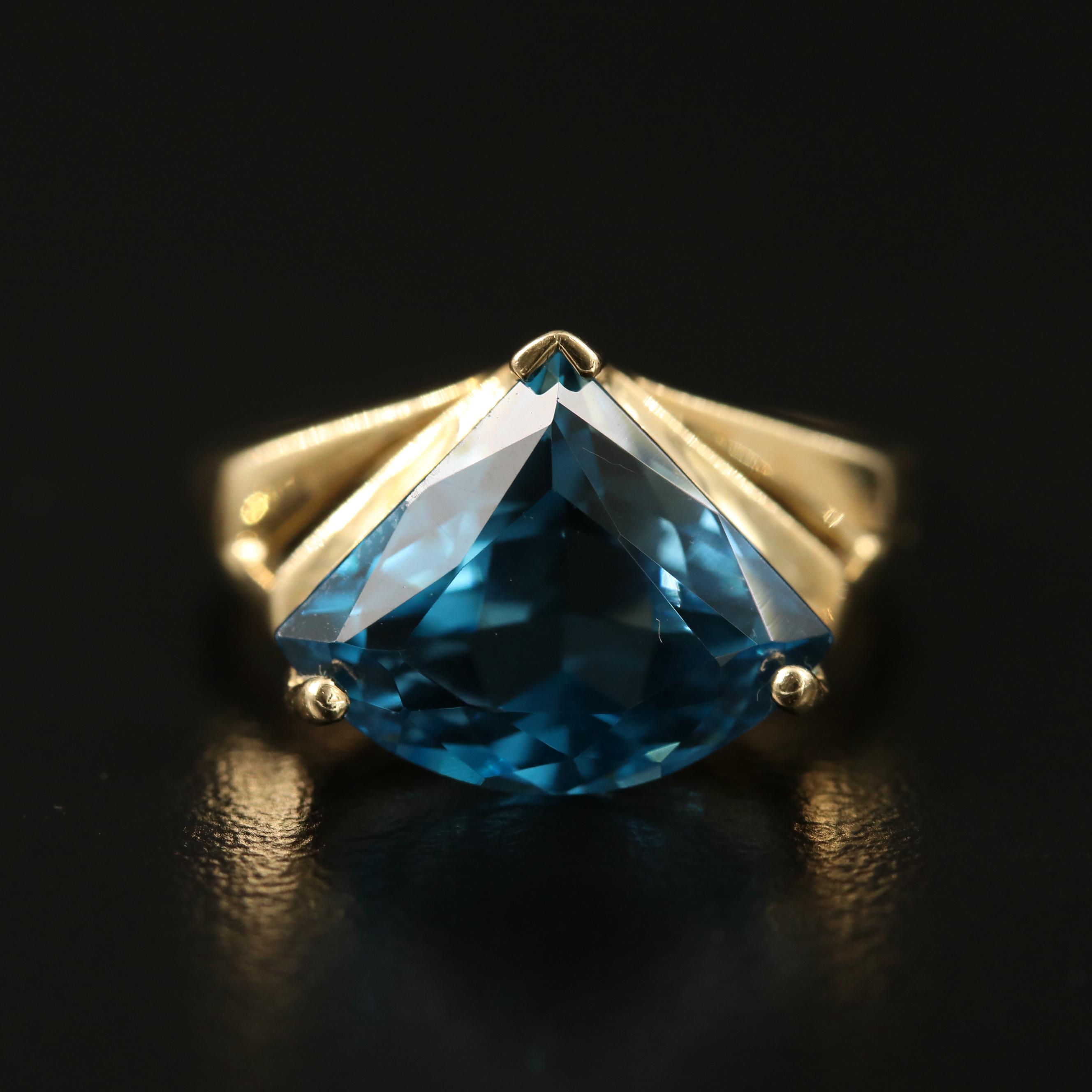 14K Fan Shaped Topaz Ring