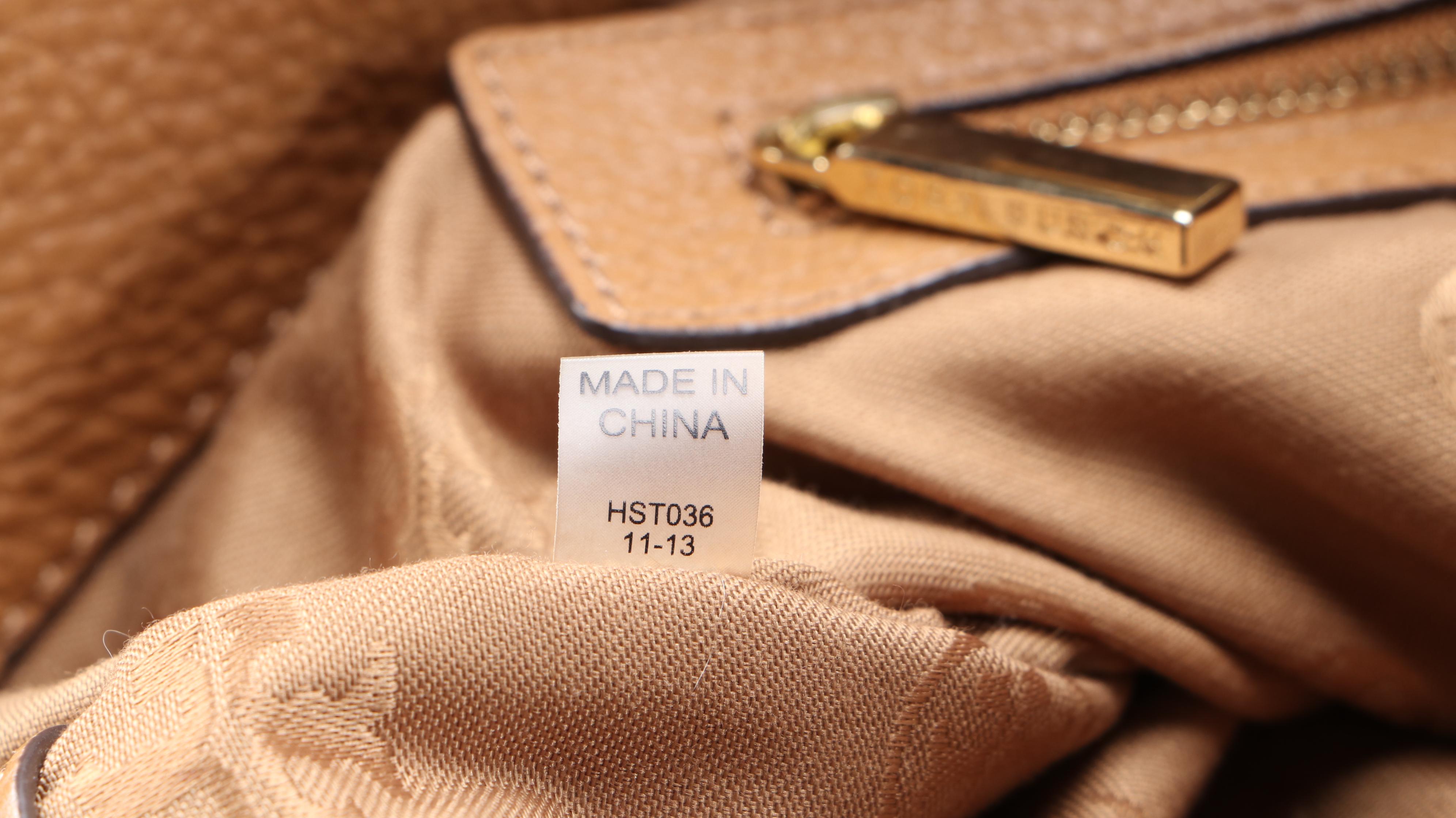 Tory Burch Whipstitch Logo Tote in Light Brown Grained Leather