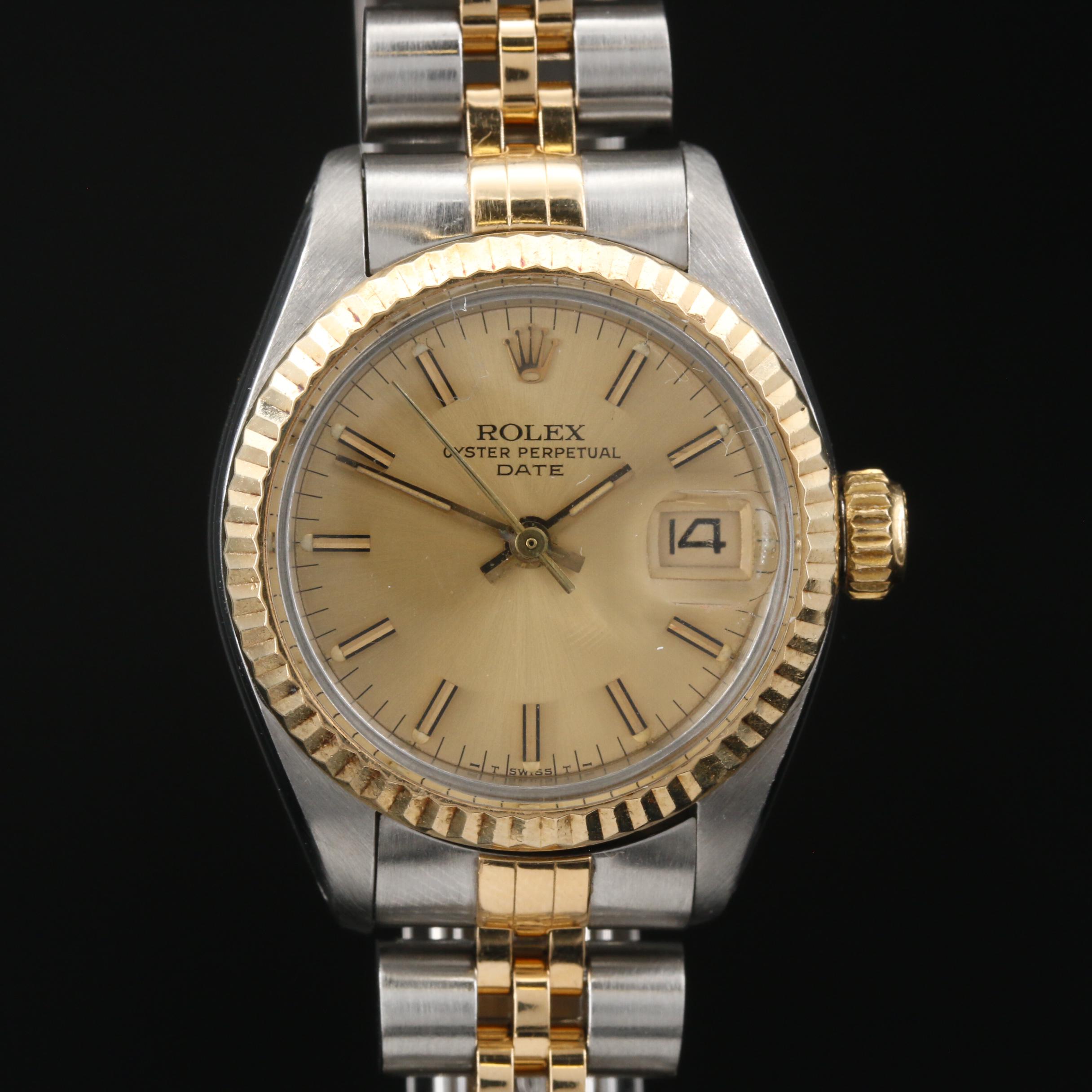 1983 Rolex Oyster Perpetual Date 18K Gold and Stainless Steel Watch