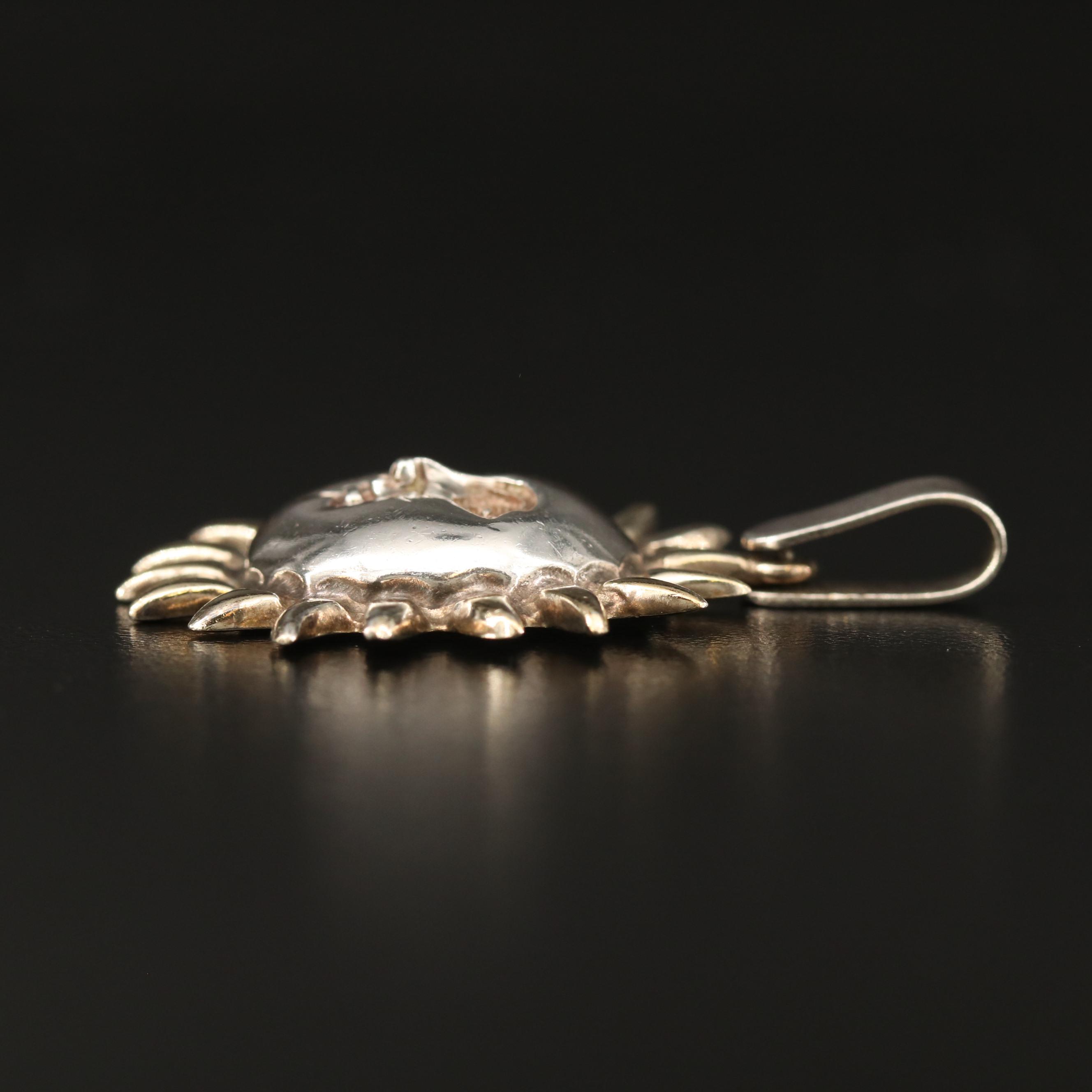 Vintage Signed Segio Bustamante Mexican Sterling Silver Sun Pendant