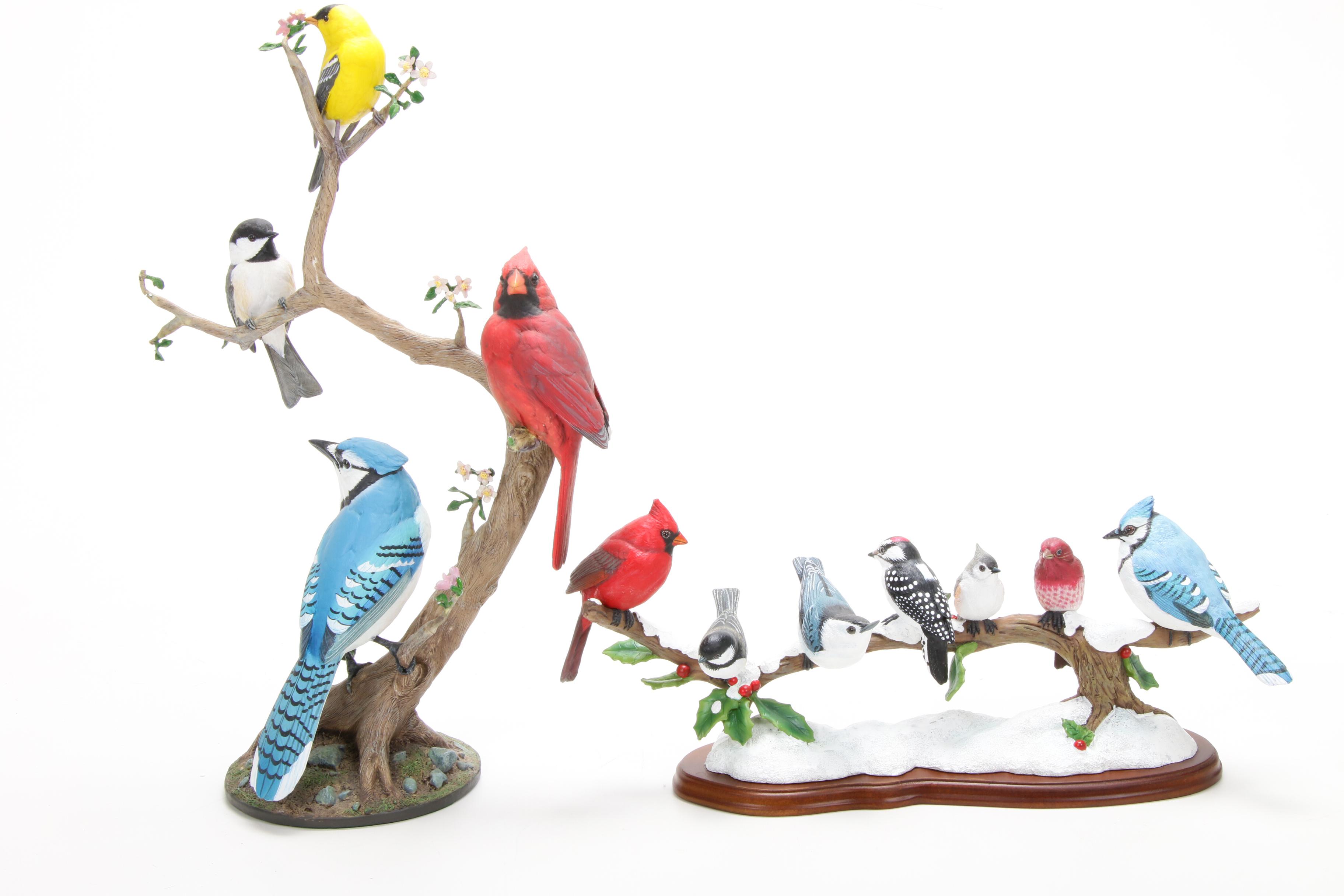 Danbury Mint "Songbirds of Spring" and "Winter Gathering" Figurines