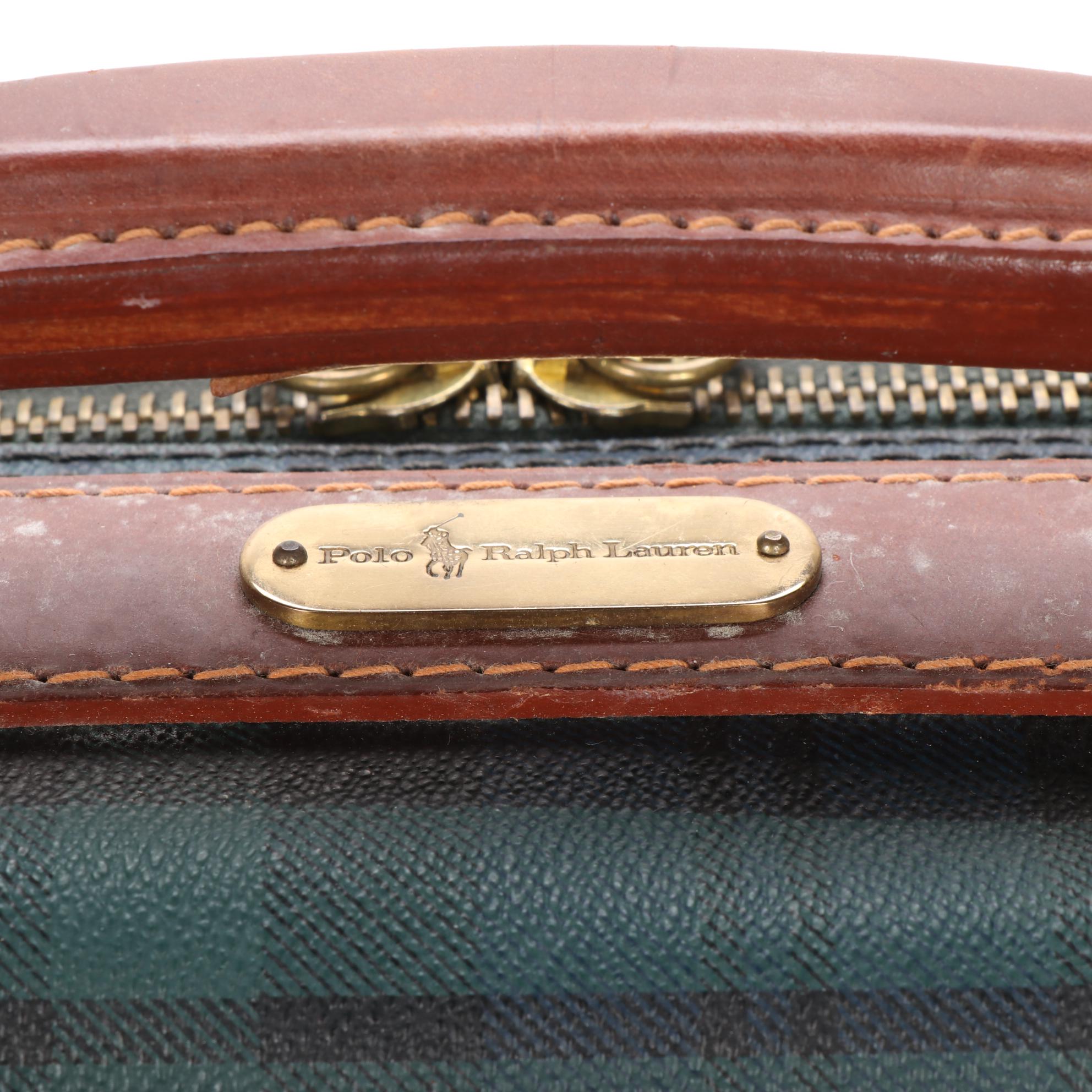 Polo Ralph Lauren Suitcase in Black Watch Plaid and Whiskey Brown Leather