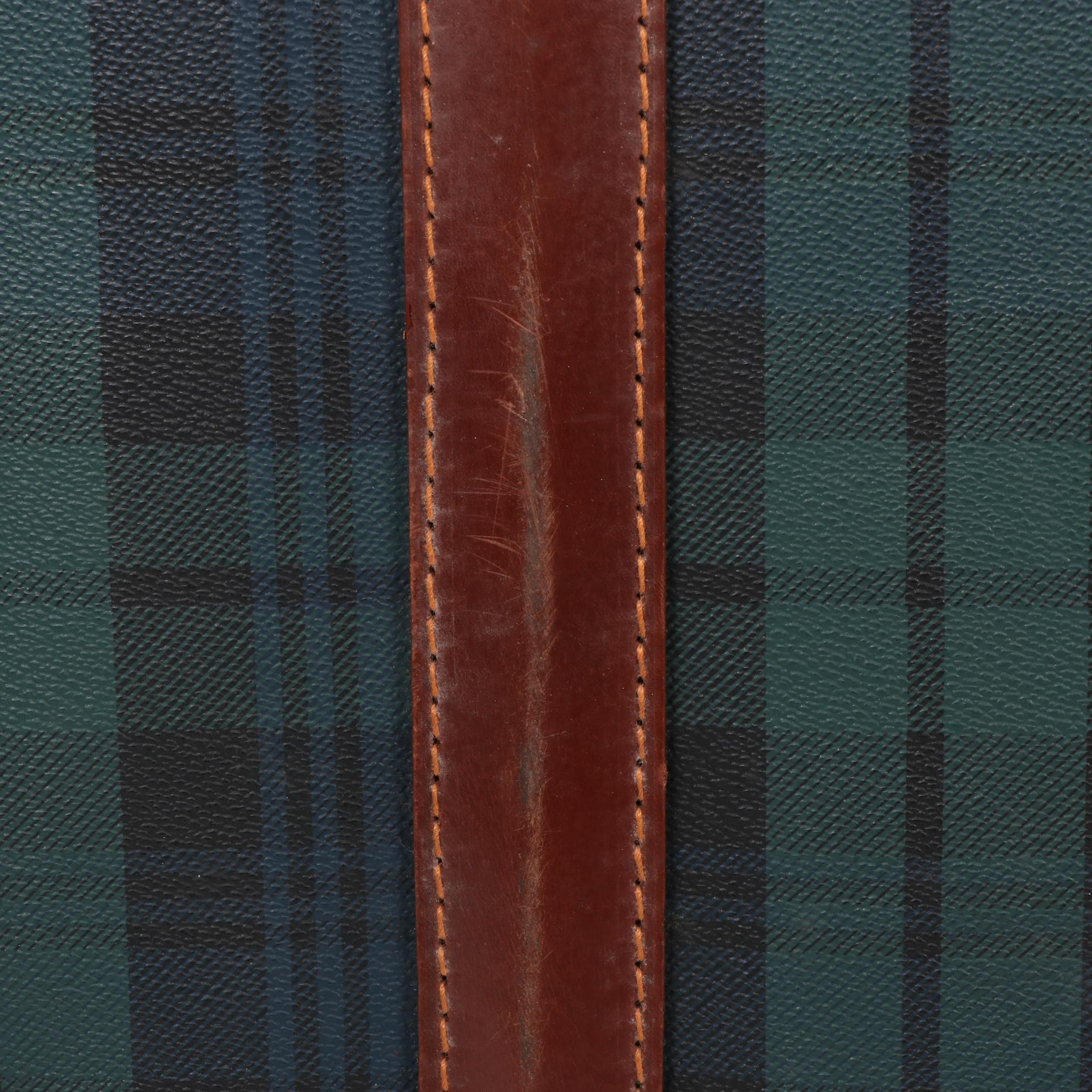 Polo Ralph Lauren Suitcase in Black Watch Plaid and Whiskey Brown Leather