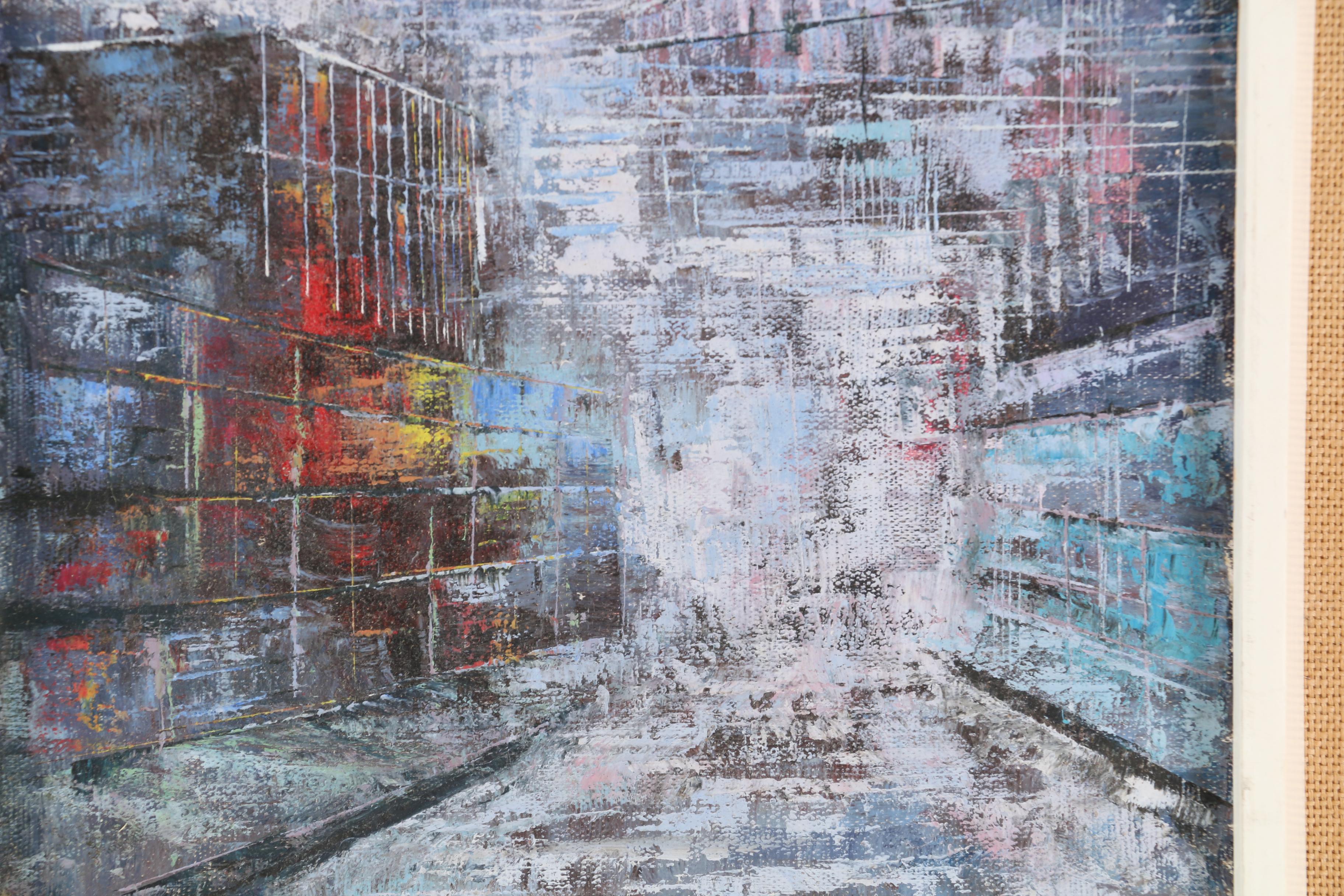 Arturo Vázquez Navarrete Abstract Oil Painting of Cityscape